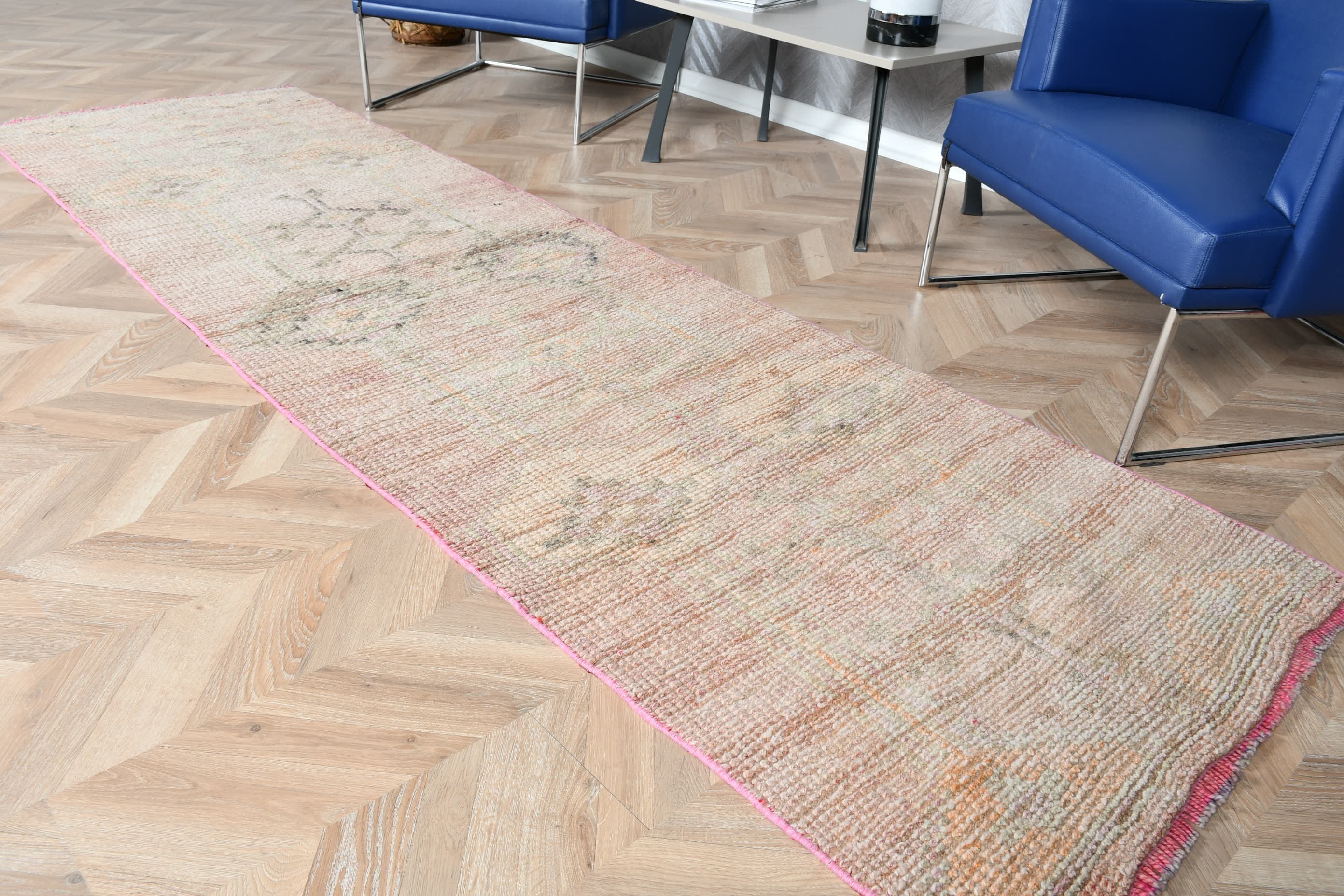 Office Rug, Stair Rug, Floor Rug, Dorm Rug, Wool Rug, Rugs for Hallway, Pink Floor Rug, Vintage Rug, 2.9x9.9 ft Runner Rug, Turkish Rug