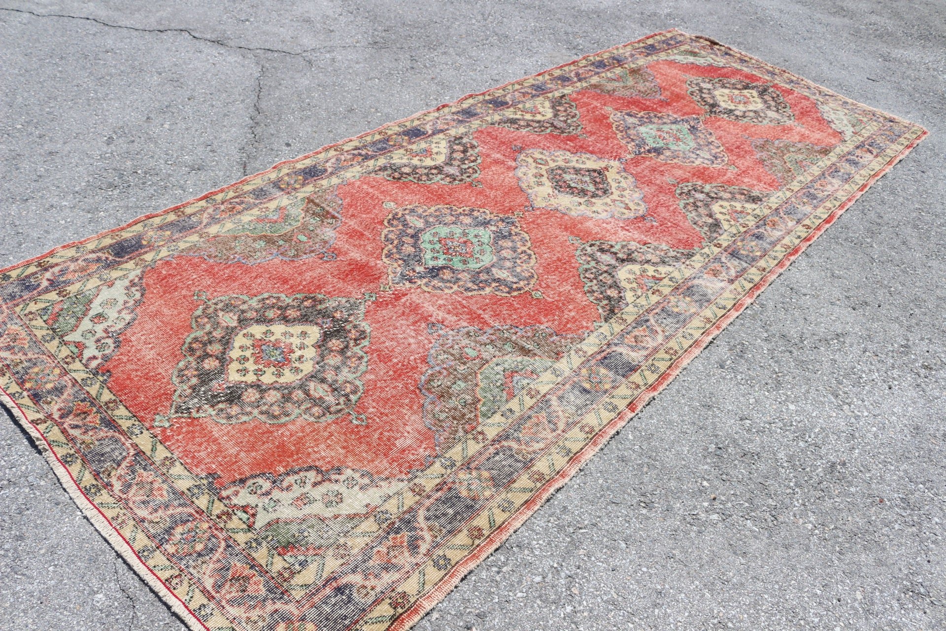 Red Floor Rug, Vintage Rugs, Cool Rugs, 4.8x12.4 ft Runner Rug, Antique Rugs, Hallway Rug, Rugs for Hallway, Stair Rug, Turkish Rug