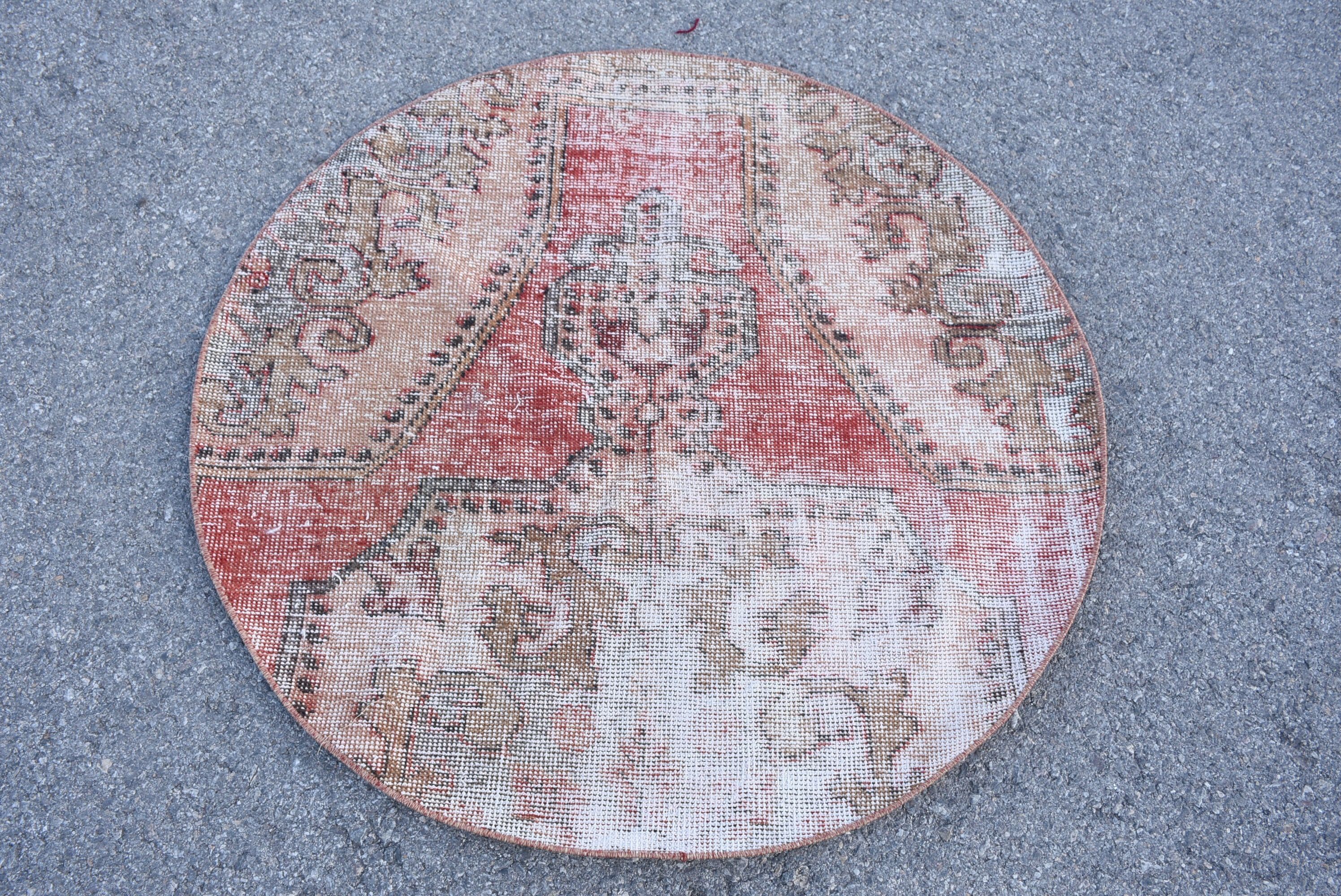 Anadolu Halısı, Türk Halısı, Kapı Paspası Halıları, Çocuk Halısı, Kırmızı 3.4x3.4 ft Küçük Halı, Vintage Halı, Araba Paspas Halısı