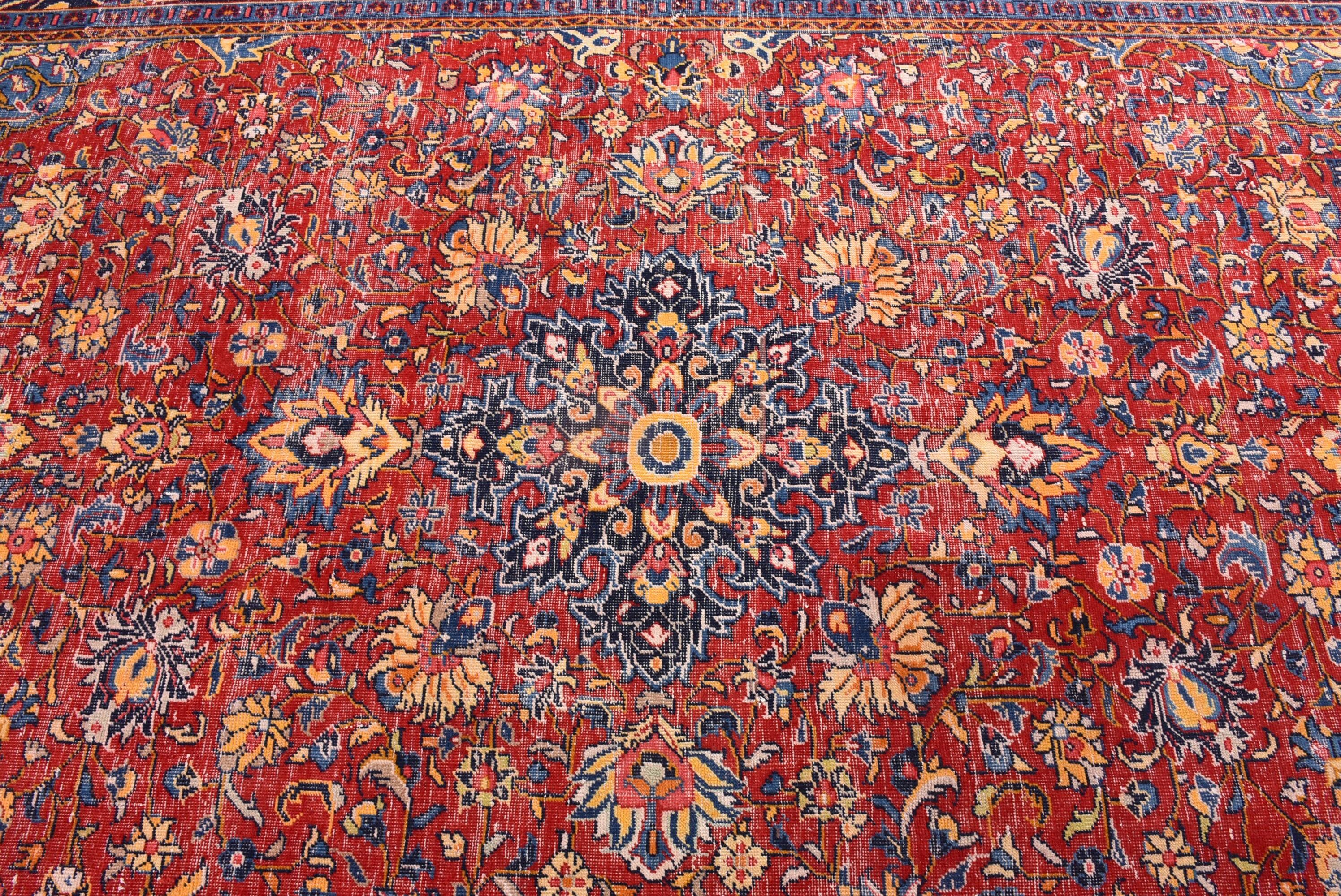 Türk Halısı, Büyük Oushak Halıları, Mutfak Halıları, Kırmızı El Dokuma Halısı, 6.9x9.8 ft Büyük Halıları, Oturma Odası Halısı, Vintage Halı, El Dokuma Halısı