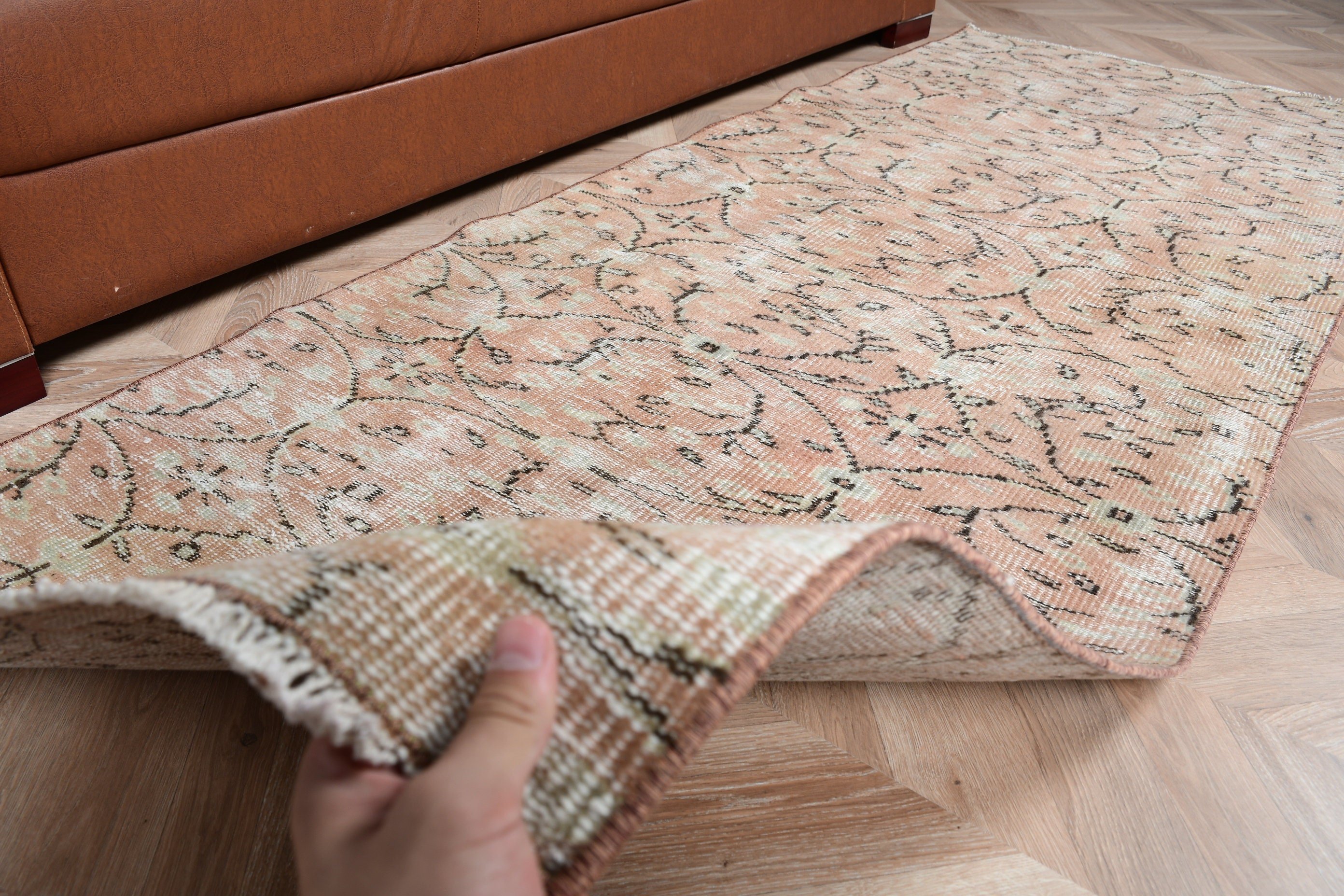 Oushak Rug, Turkish Rugs, 3x7.5 ft Runner Rug, Rugs for Stair, Beige Kitchen Rug, Vintage Rugs, Hallway Rug, Kitchen Rugs, Corridor Rug