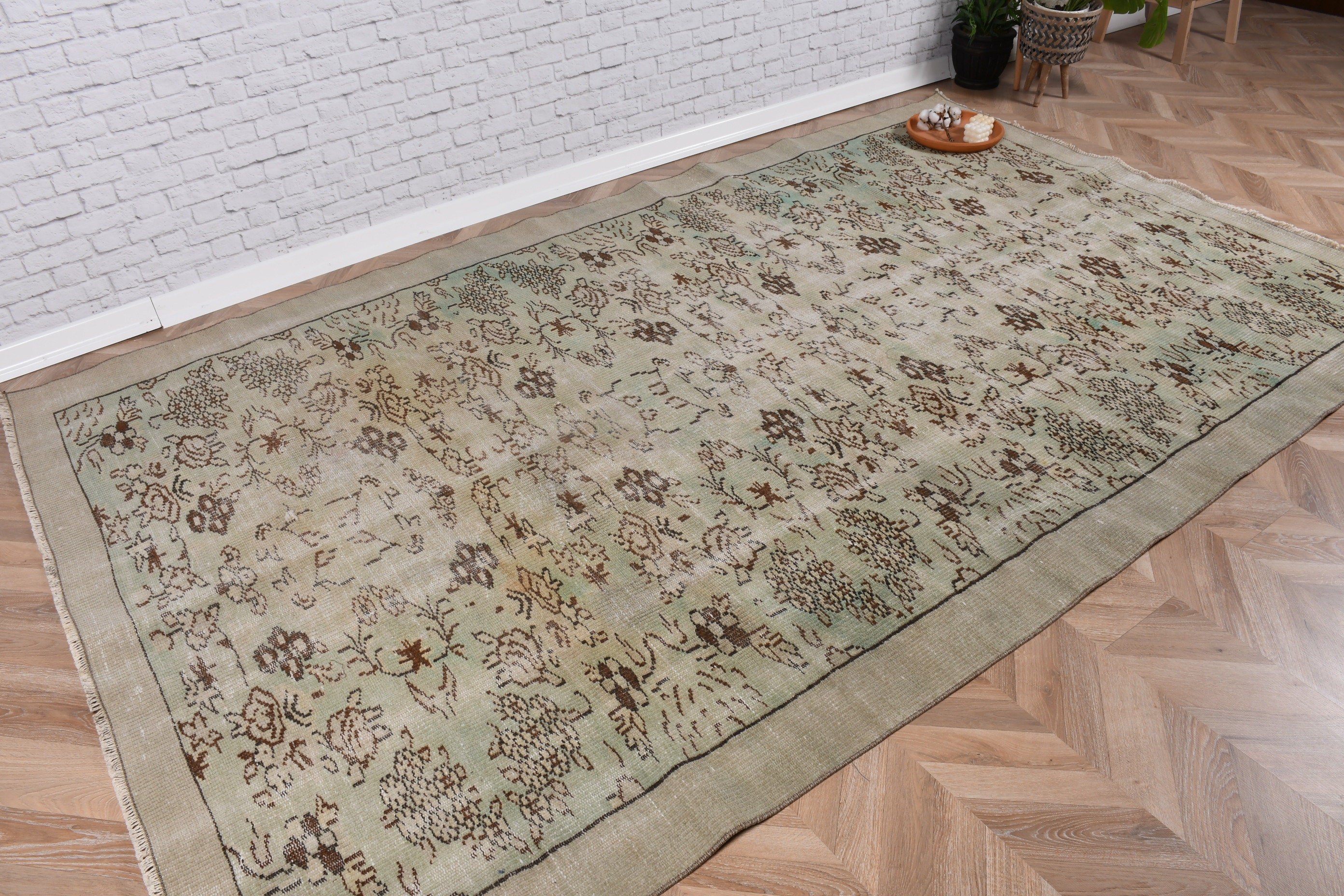 Boho Rugs, Beige Antique Rugs, 6x9.7 ft Large Rugs, Vintage Rug, Organic Rugs, Large Boho Rugs, Bedroom Rugs, Turkish Rug, Floor Rug