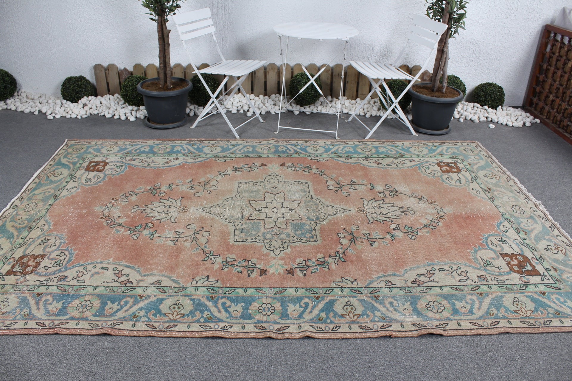 Salon Rug, Turkish Rug, Pink Oriental Rug, Vintage Rugs, 5.9x9.7 ft Large Rugs, Home Decor Rugs, Nomadic Rugs, Antique Rug, Dining Room Rug