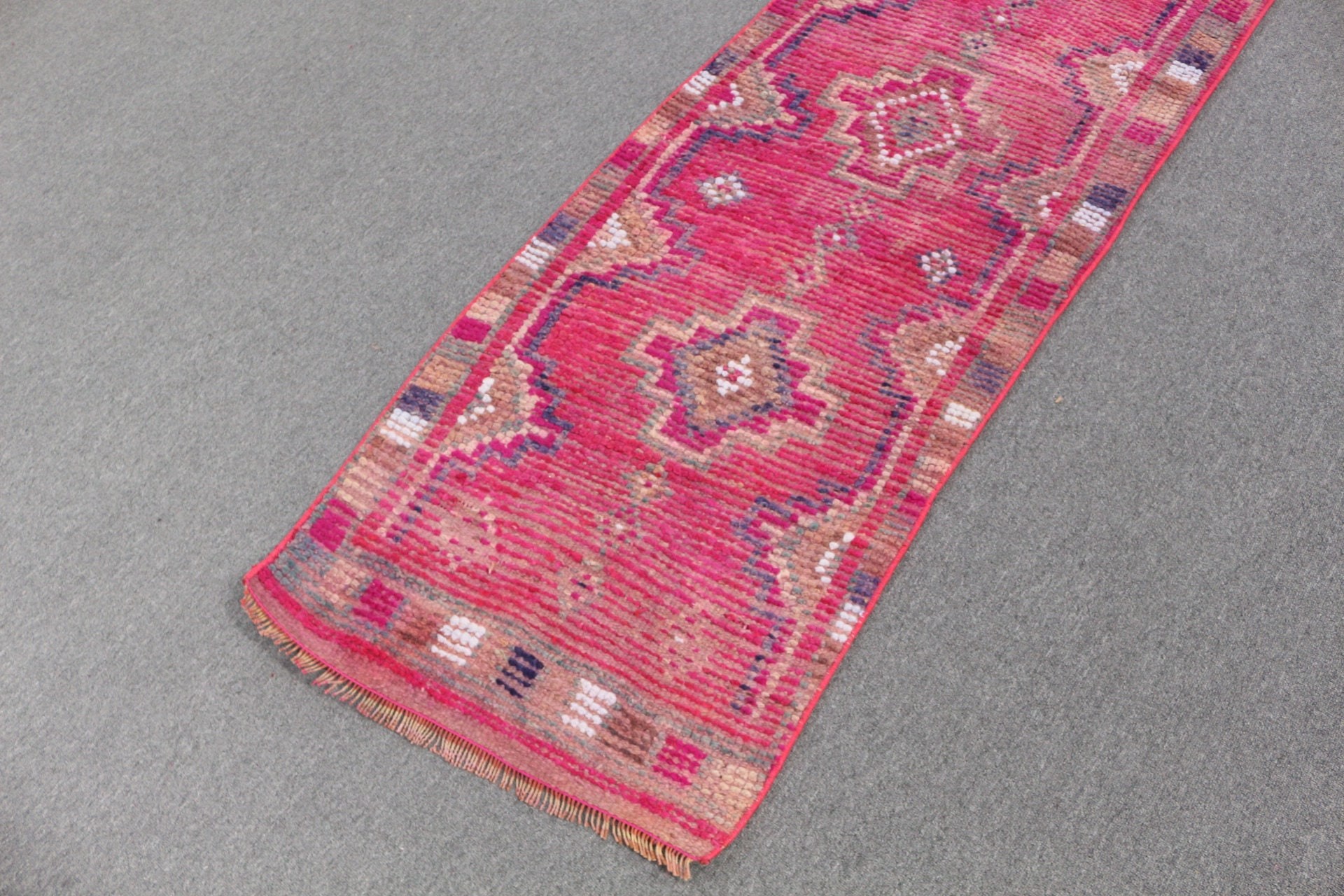 Oushak Halı, Oryantal Halı, Vintage Halı, Pembe Oushak Halı, Koridor Halısı, Mutfak Halısı, 2.3x8.5 ft Runner Halısı, Mutfak Halıları, Türk Halısı