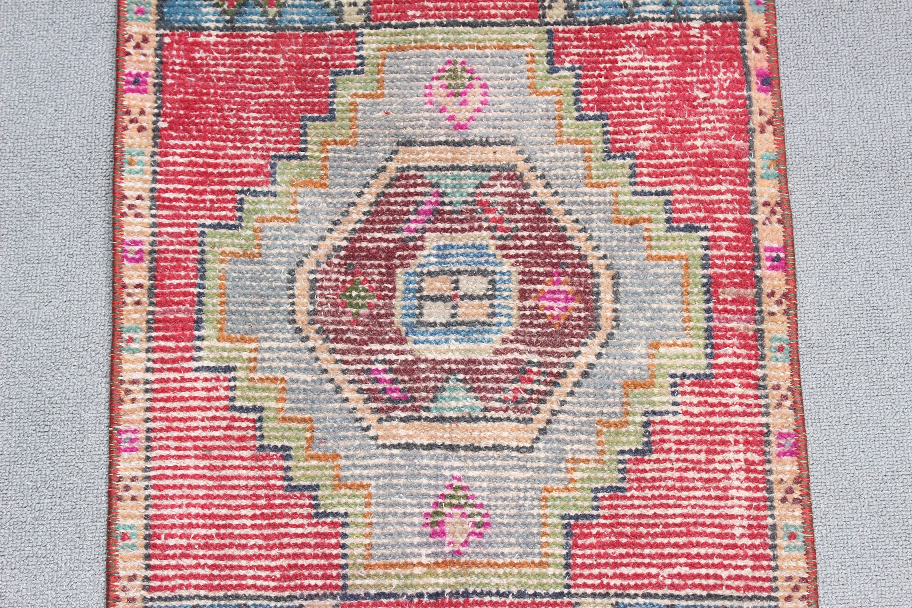 Small Vintage Rugs, 1.4x3 ft Small Rugs, Statement Rug, Turkish Rug, Red Handwoven Rugs, Car Mat Rugs, Kitchen Rugs, Vintage Rugs