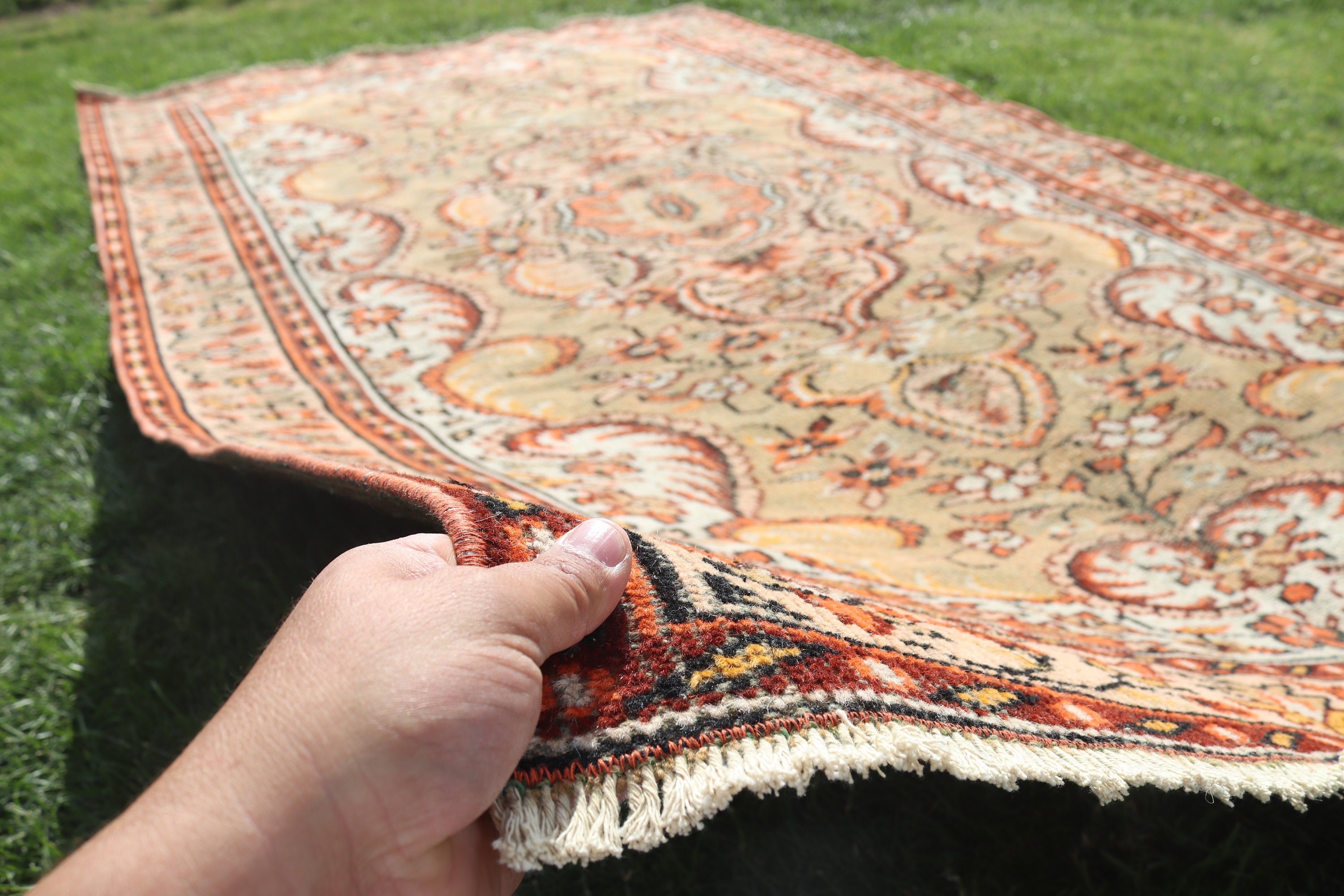 Yatak Odası Halısı, Vintage Halılar, Modern Halı, Büyük Oushak Halıları, Türk Halıları, 5.6x9.1 ft Büyük Halılar, Salon Halıları, Bej Boho Halısı, Oushak Halısı