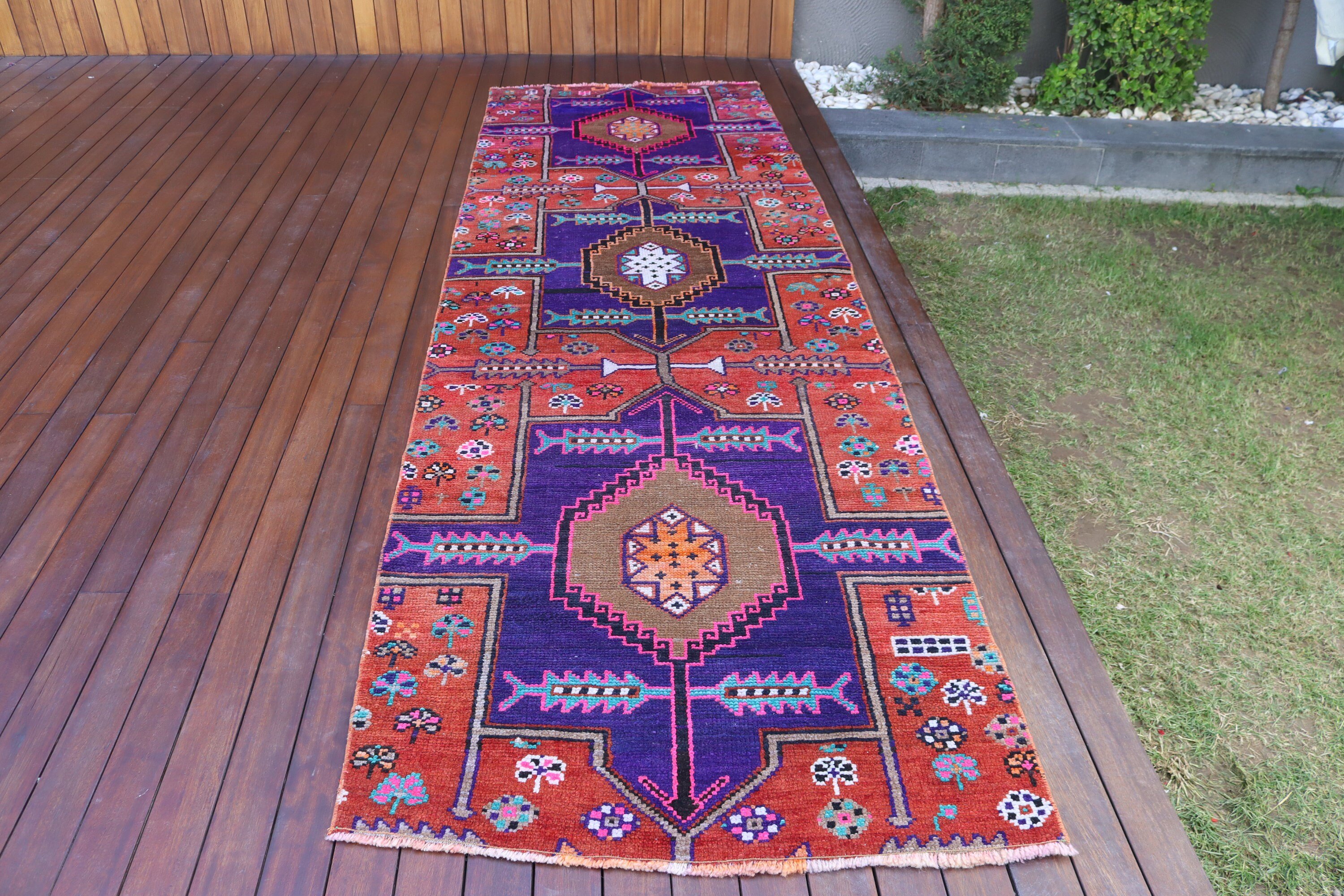 Yün Halılar, Yatak Odası Halıları, Vintage Halılar, Mutfak Halıları, Mutfak Halıları, Aztek Halıları, Mor 3,5x11,3 ft Yolluk Halıları, Türk Halıları