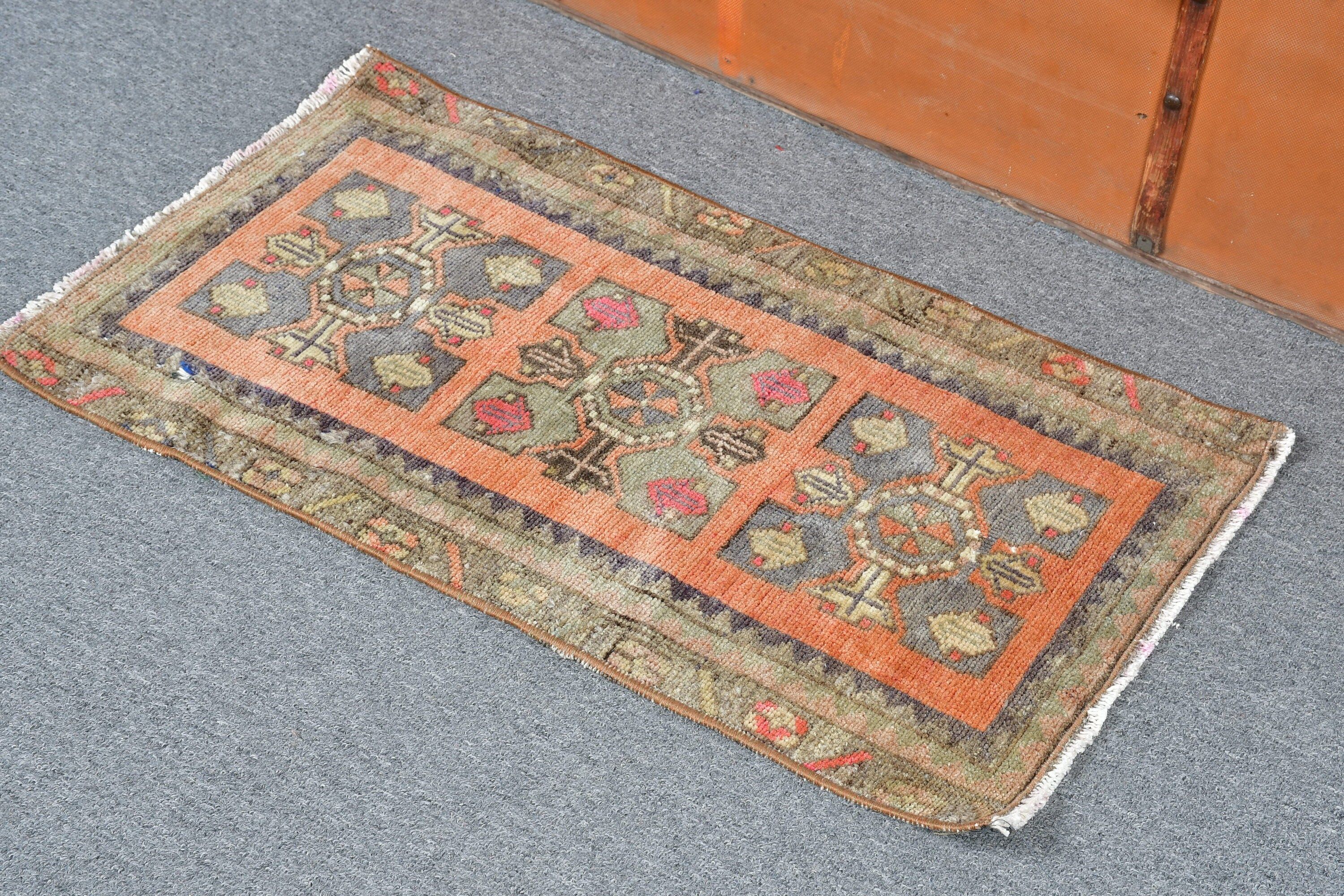 Turkish Rug, 1.4x2.3 ft Small Rug, Vintage Rug, Oriental Rug, Wall Hanging Rugs, Brown Wool Rug, Floor Rug, Bathroom Rugs, Bohemian Rug