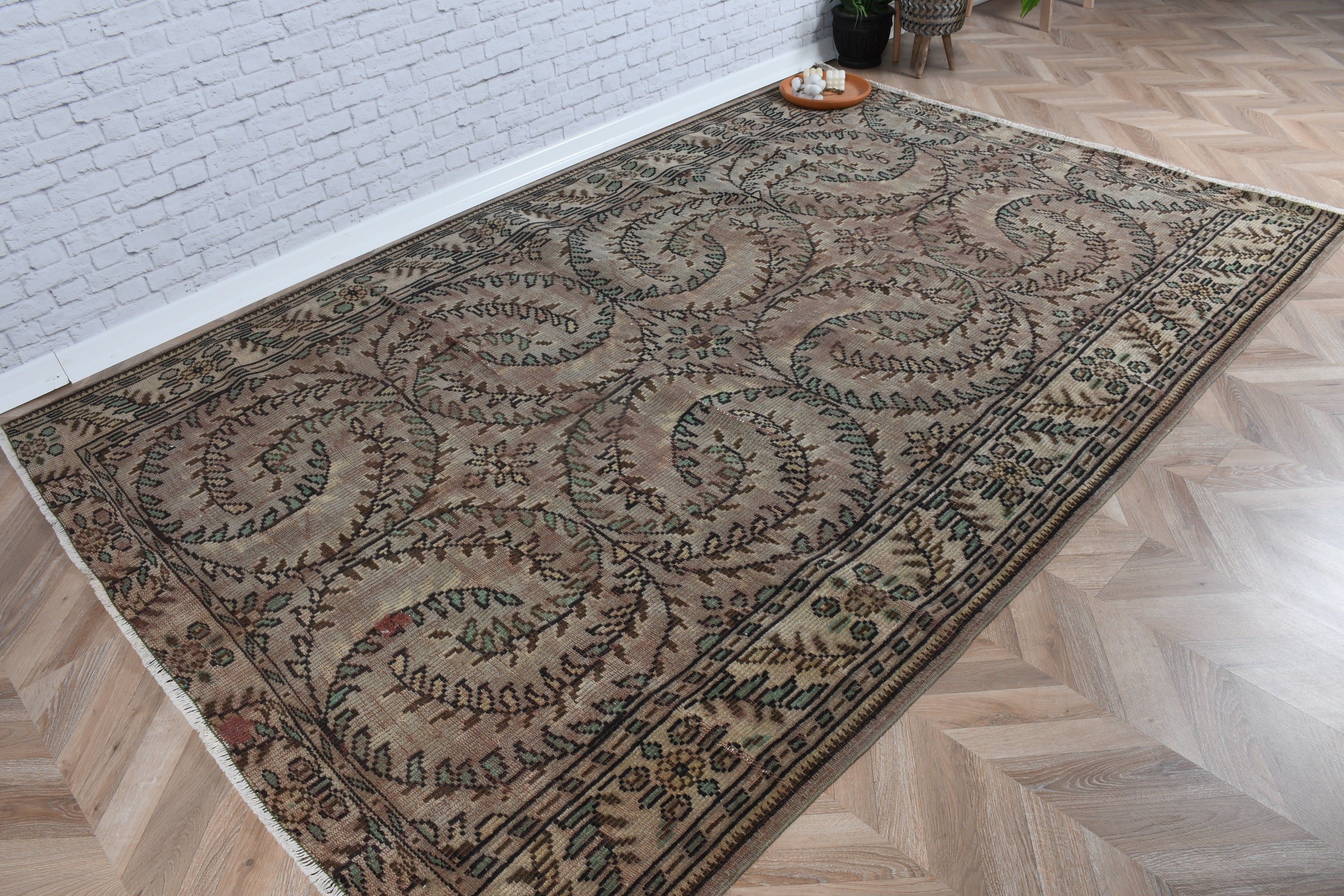 Bronze  6.1x9.1 ft Large Rugs, Turkish Rugs, Vintage Rugs, Moroccan Rug, Large Vintage Rug, Handwoven Rugs, Bedroom Rug