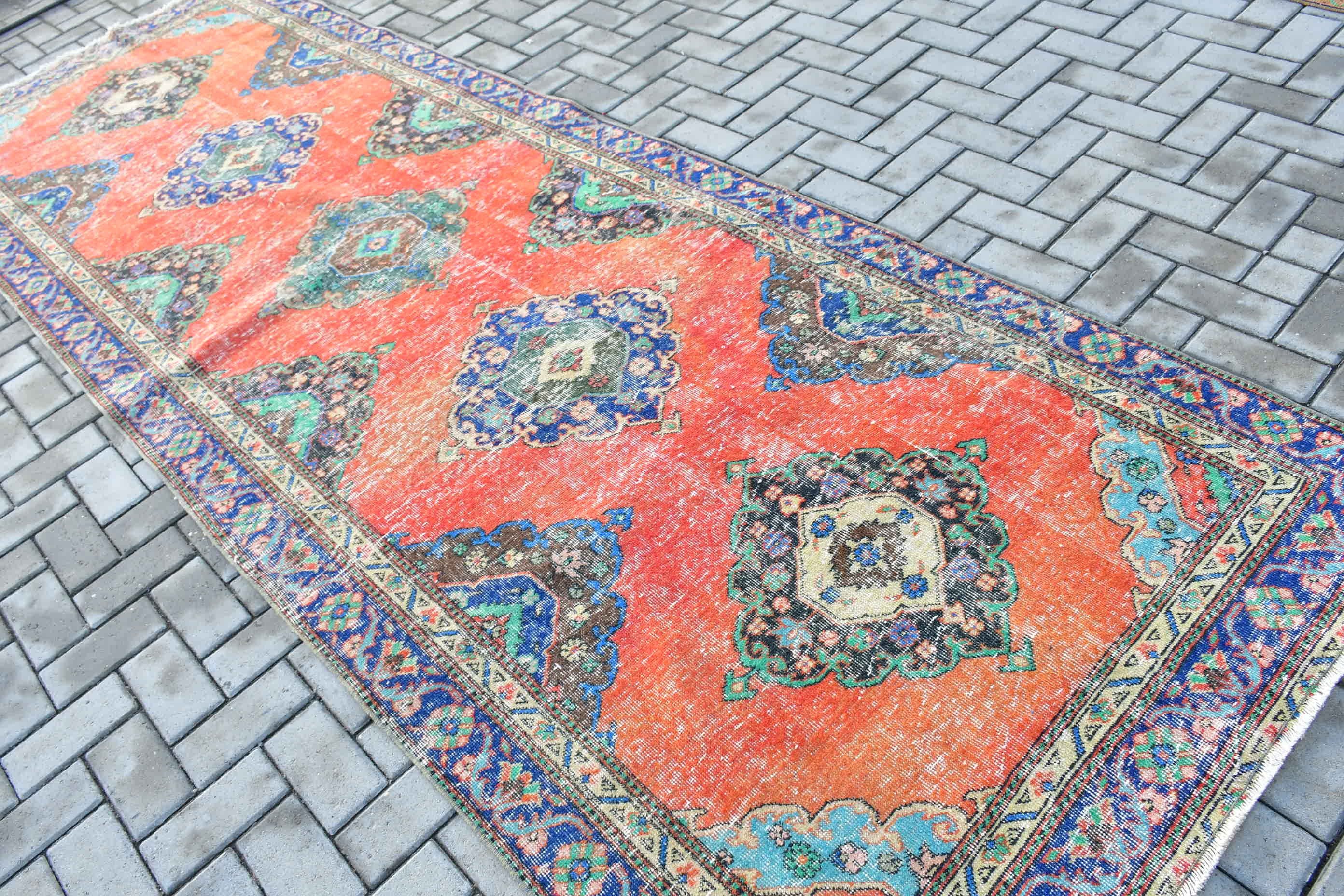 Kırmızı Oushak Halı, Koridor Halısı, Türk Halısı, Tasarımcı Halıları, 4.2x12.3 ft Runner Halısı, Mutfak Halıları, Havalı Halı, Vintage Halılar, Fas Halısı