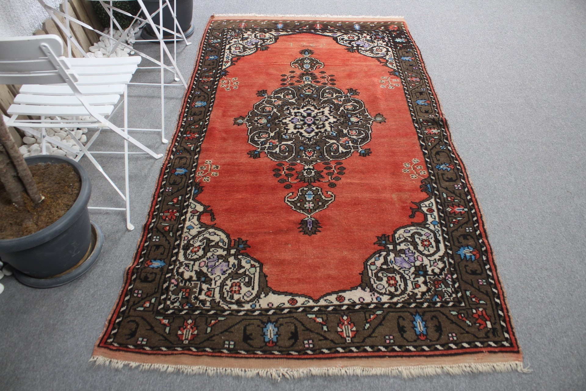 Boho Halı, Çocuk Halıları, 4.2x7.7 ft Alan Halısı, Türk Halısı, Oryantal Halılar, Oturma Odası Halıları, Havalı Halı, Kırmızı Anadolu Halıları, Vintage Halı