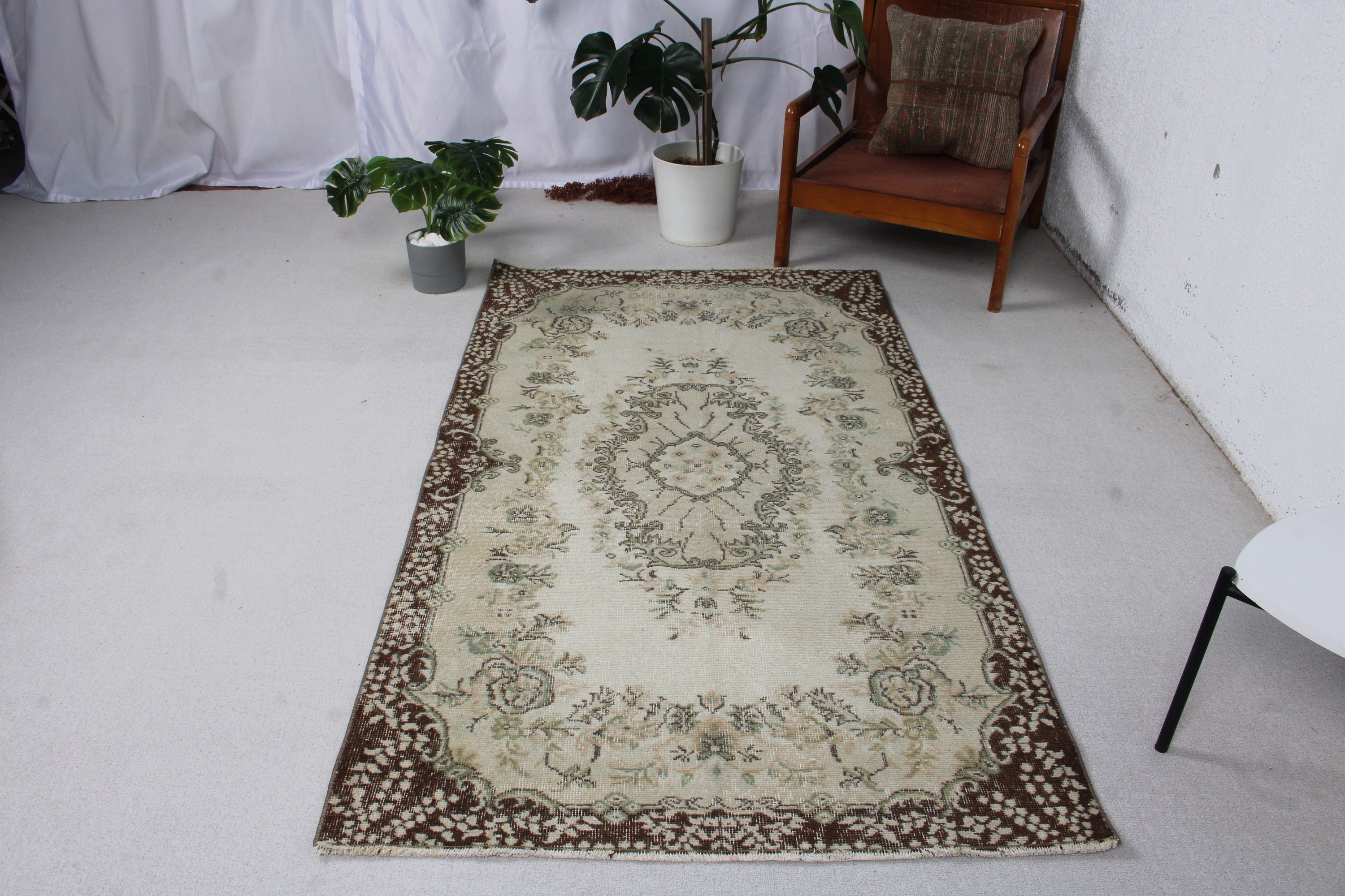 Bedroom Rugs, Turkish Rug, Rugs for Bedroom, Vintage Area Rugs, Vintage Rugs, Brown Anatolian Rug, Neutral Rug, 3.7x6.6 ft Area Rug