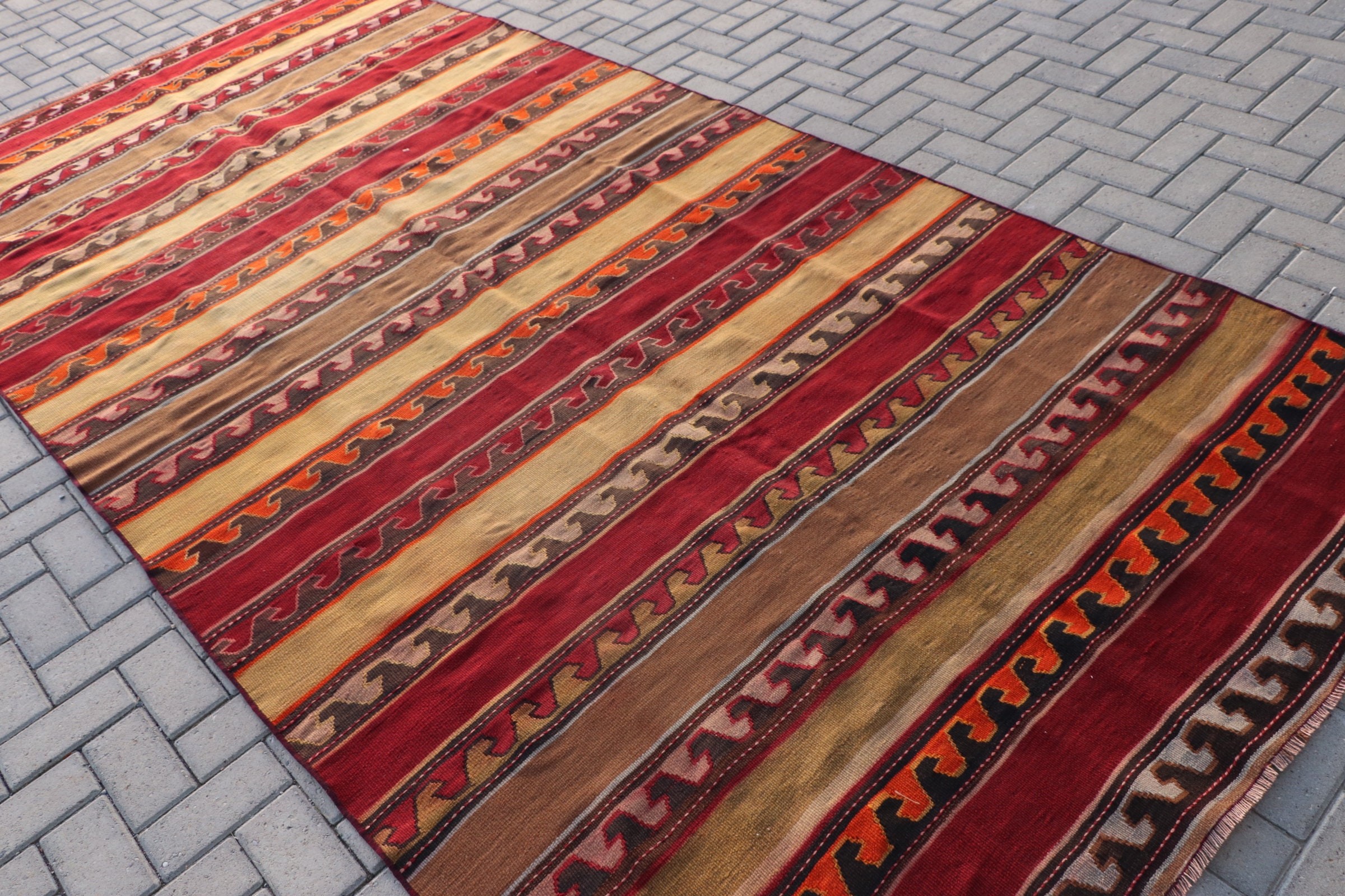 Bedroom Rug, Red Floor Rug, Living Room Rug, Vintage Rug, 5.7x12 ft Large Rug, Cool Rug, Outdoor Rug, Turkish Rug, Kilim