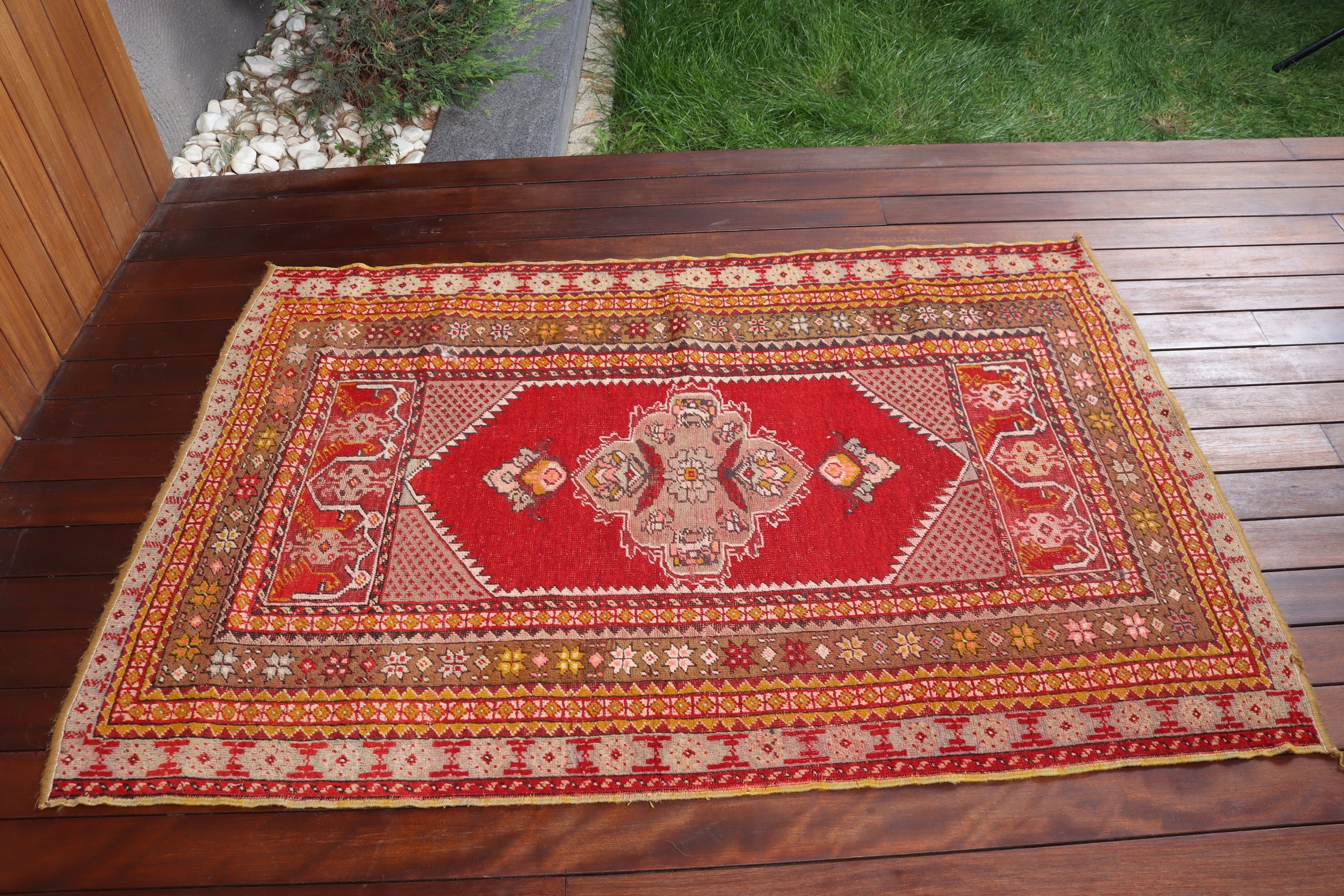 Türk Halısı, 2,8x5,1 ft Küçük Halılar, Banyo Halısı, Kırmızı Lüks Halı, Küçük Vintage Halı, Lüks Halılar, Türkiye Halıları, Vintage Halı, Nötr Halı