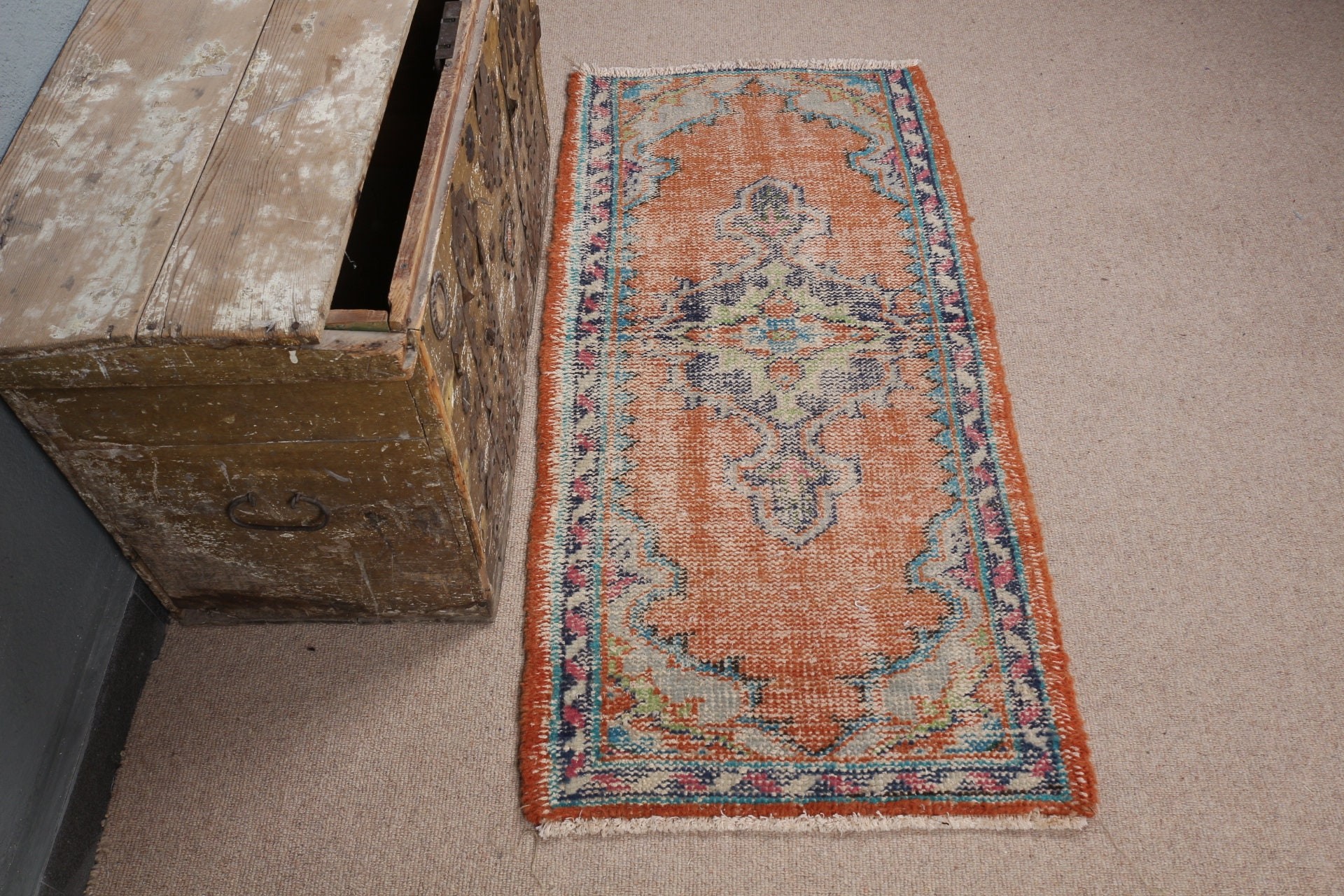 Vintage Rug, Floor Rugs, Antique Rugs, Rugs for Bath, Red Bedroom Rug, 2x4.1 ft Small Rug, Door Mat Rug, Farmhouse Decor Rug, Turkish Rugs