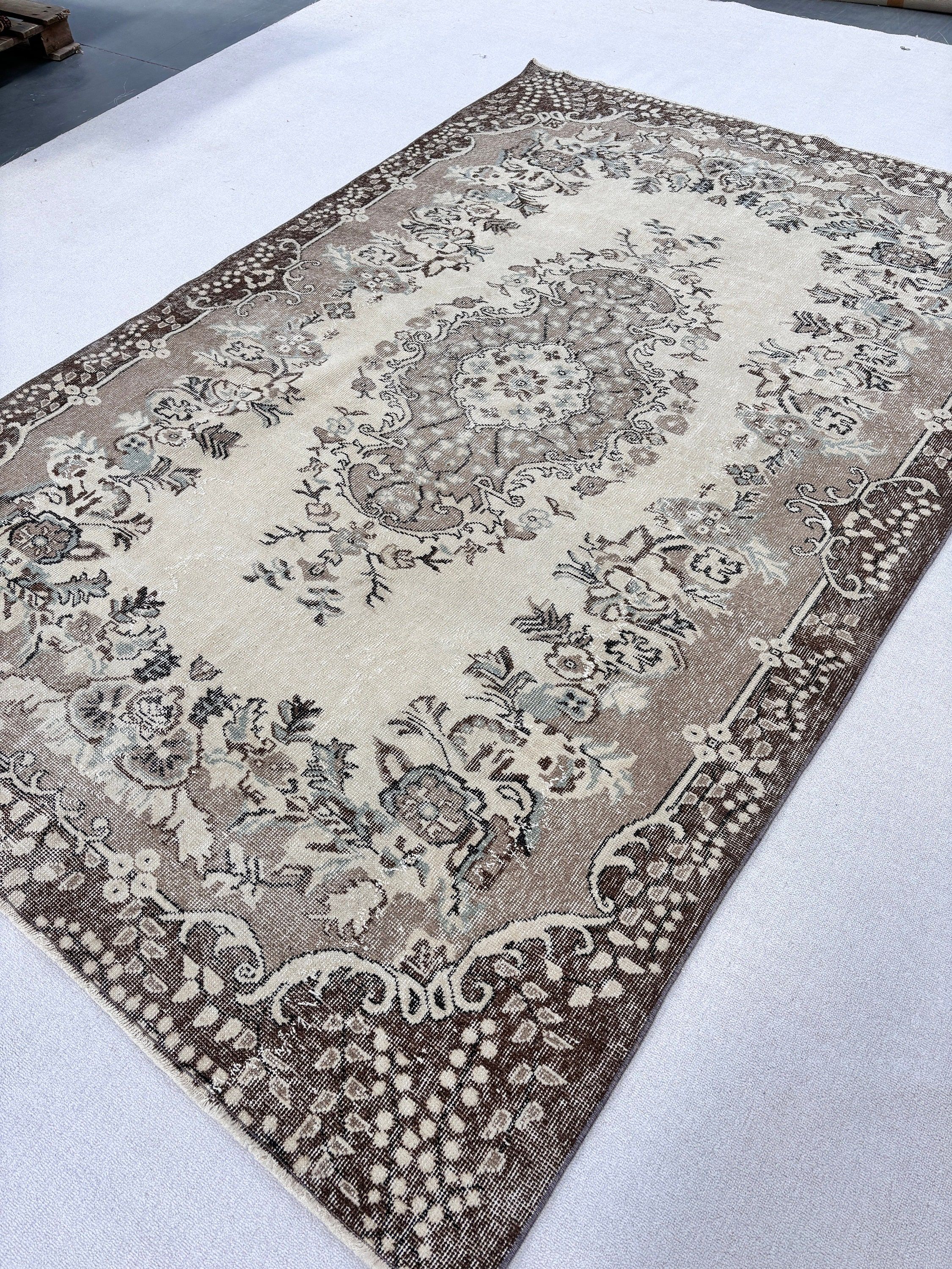 Bedroom Rug, Beige Cool Rugs, Vintage Rug, Living Room Rugs, Rugs for Bedroom, Turkish Rugs, Modern Rug, Office Rugs, 6.1x9.3 ft Large Rugs