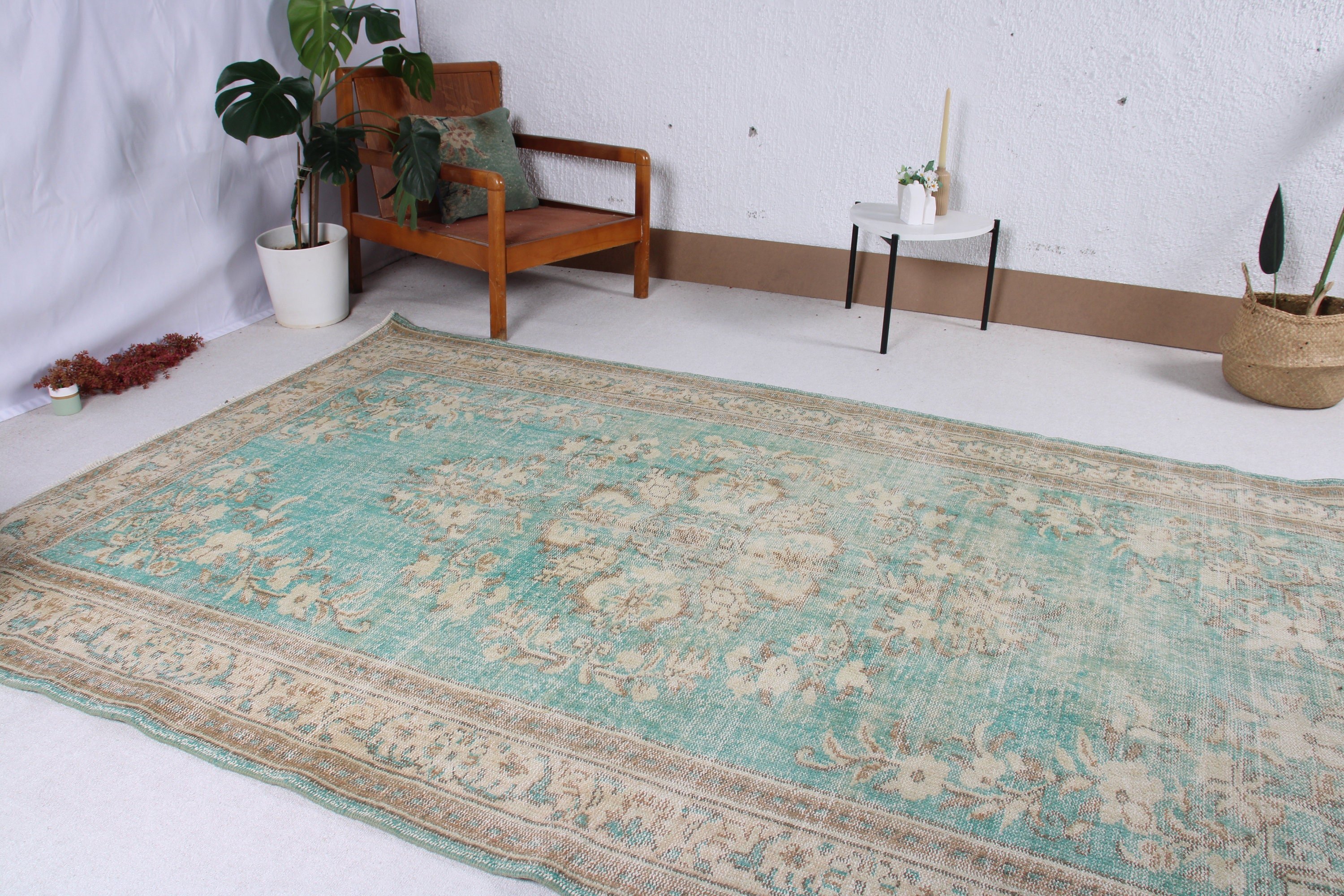 Turkish Rugs, Large Vintage Rugs, Boho Rug, 5.8x9.3 ft Large Rugs, Vintage Rug, Beige Kitchen Rugs, Kitchen Rugs, Living Room Rug