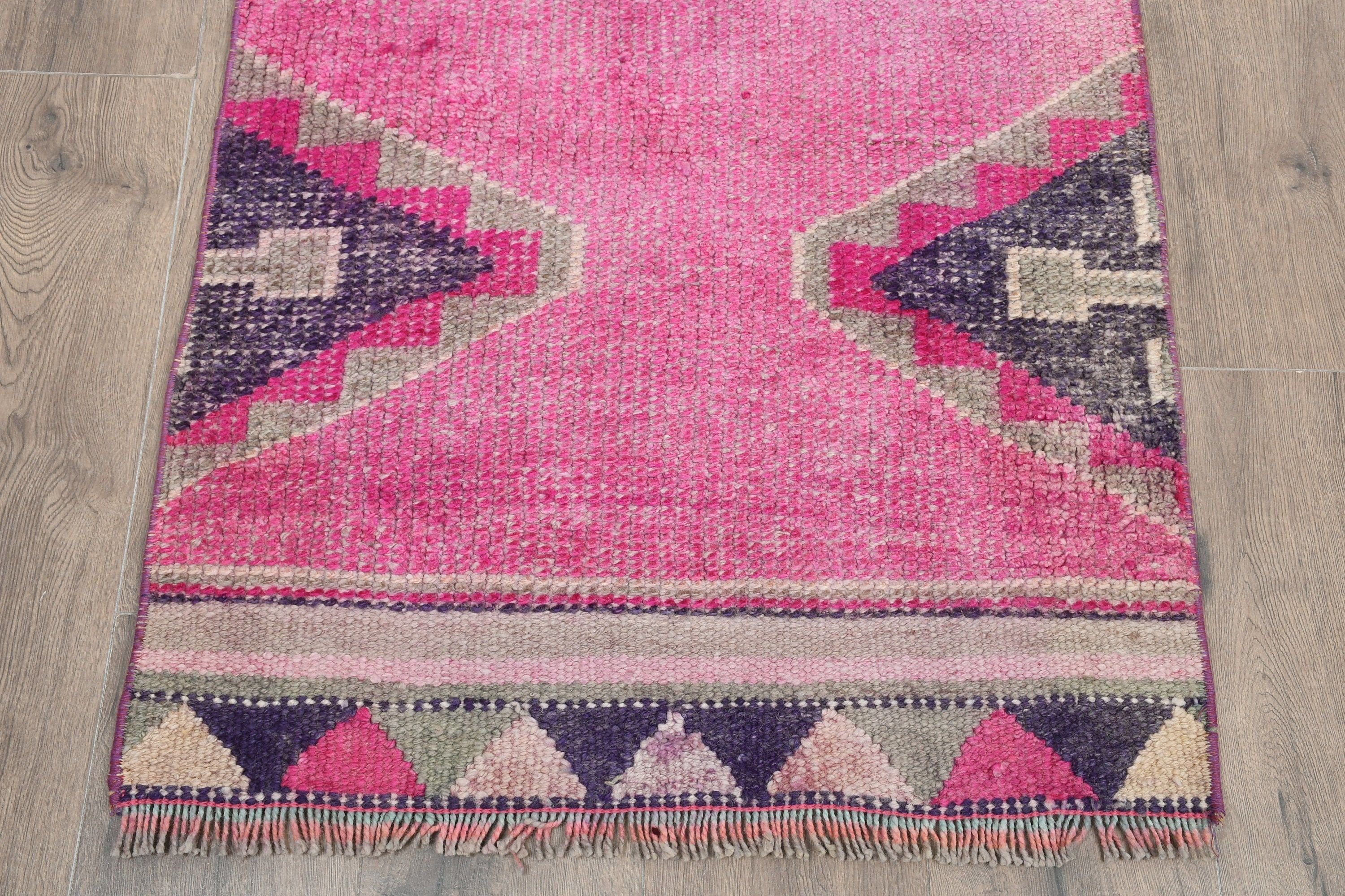 Antique Rugs, Turkish Rug, Vintage Rugs, Muted Rug, Hallway Rug, Oriental Rug, Pink Kitchen Rug, Rugs for Runner, 2.5x10.7 ft Runner Rug