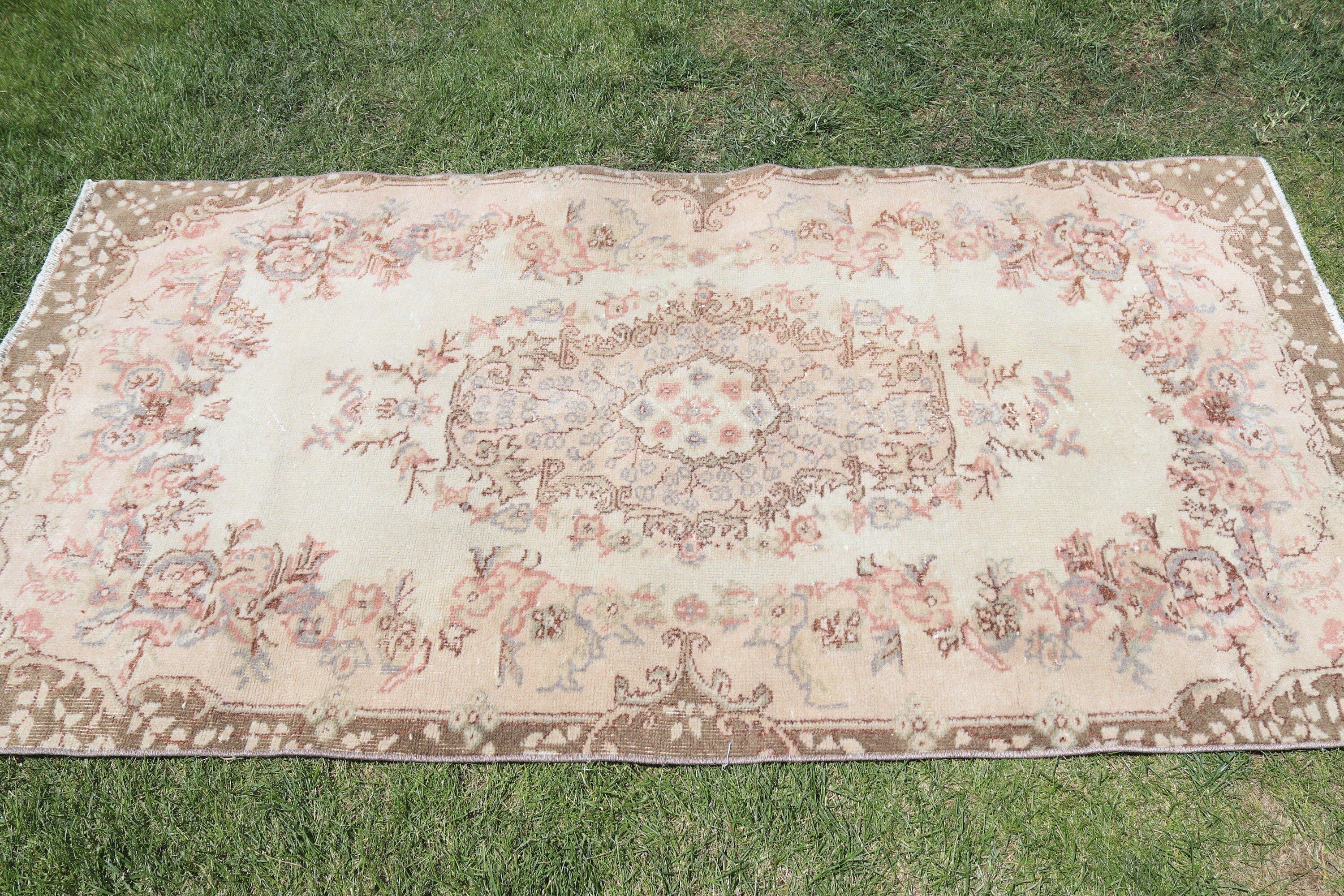 Ofis Halısı, Vintage Halılar, Yatak Odası Halıları, Yün Halı, Türk Halısı, Kahverengi Fas Halıları, 3,4x6,7 ft Vurgulu Halılar, Dekoratif Halılar, Fas Halıları