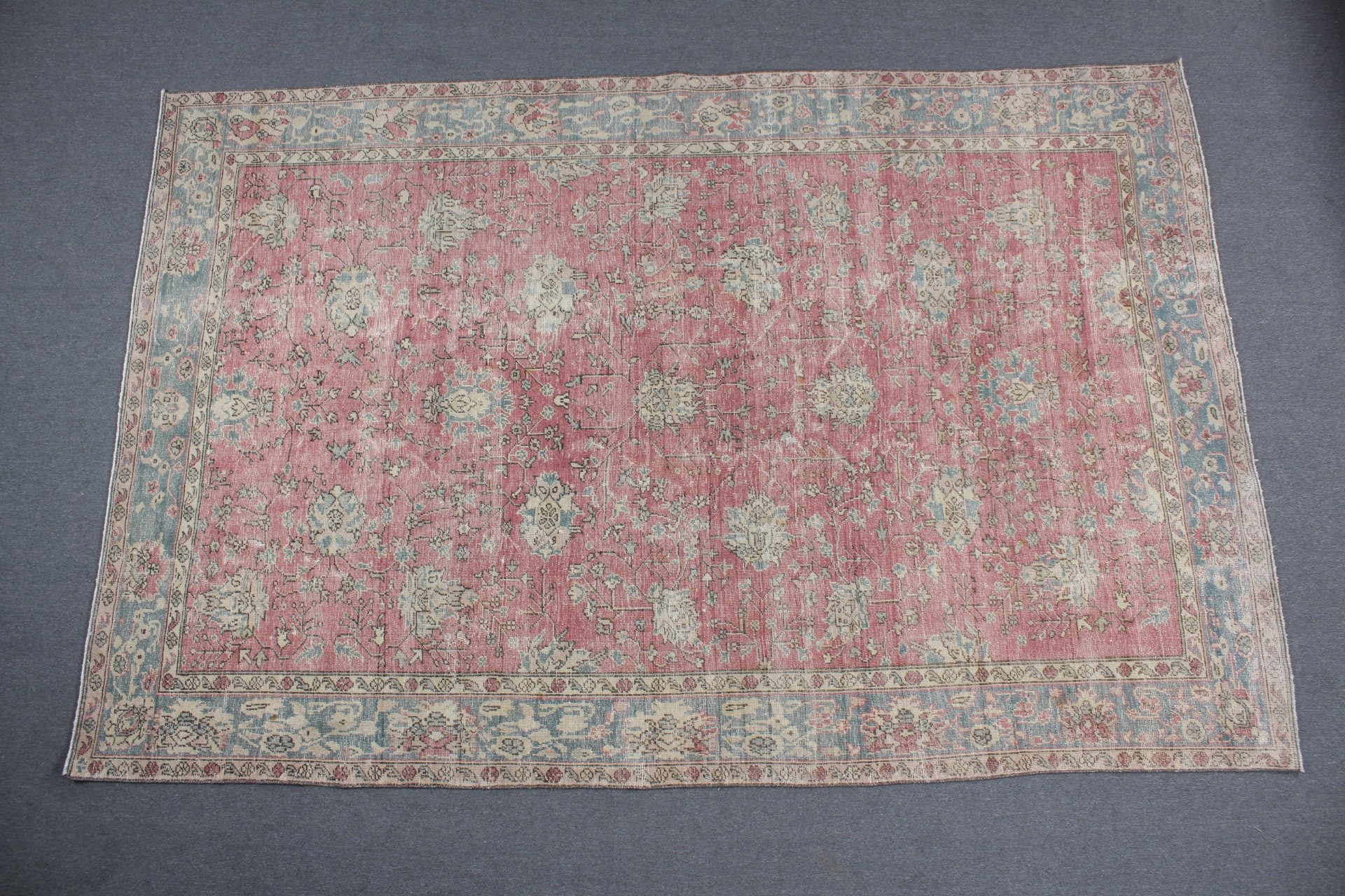 Retro Rug, Vintage Rugs, Home Decor Rug, Turkish Rug, Dining Room Rugs, Pink Moroccan Rug, Wool Rug, Saloon Rug, 7.2x11.1 ft Oversize Rug