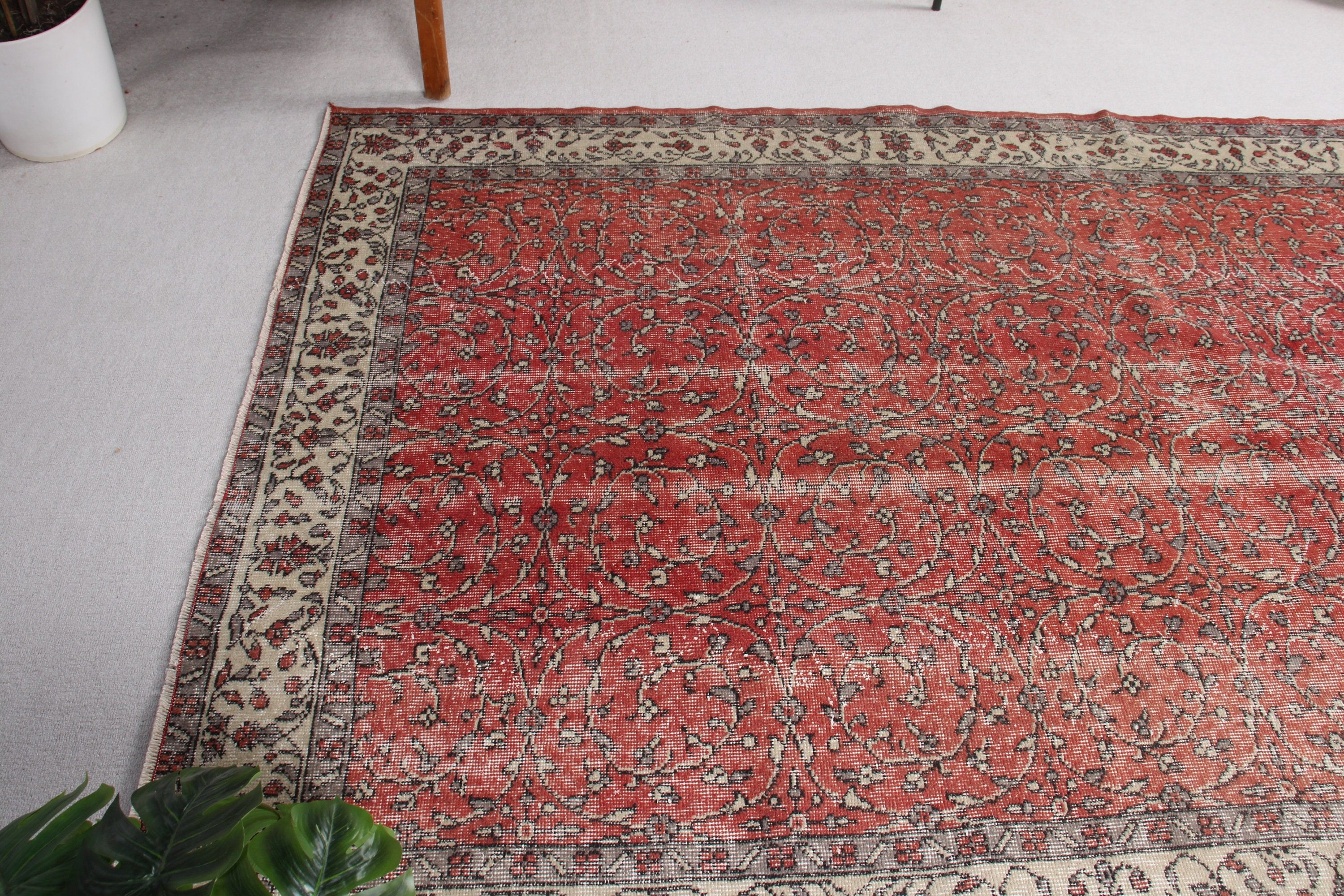 Kırmızı Mutfak Halısı, Antika Halı, 5.4x8.9 ft Büyük Halılar, Oturma Odası Halısı, Vintage Halılar, Türk Halıları, Büyük Vintage Halı, El Dokuma Halı