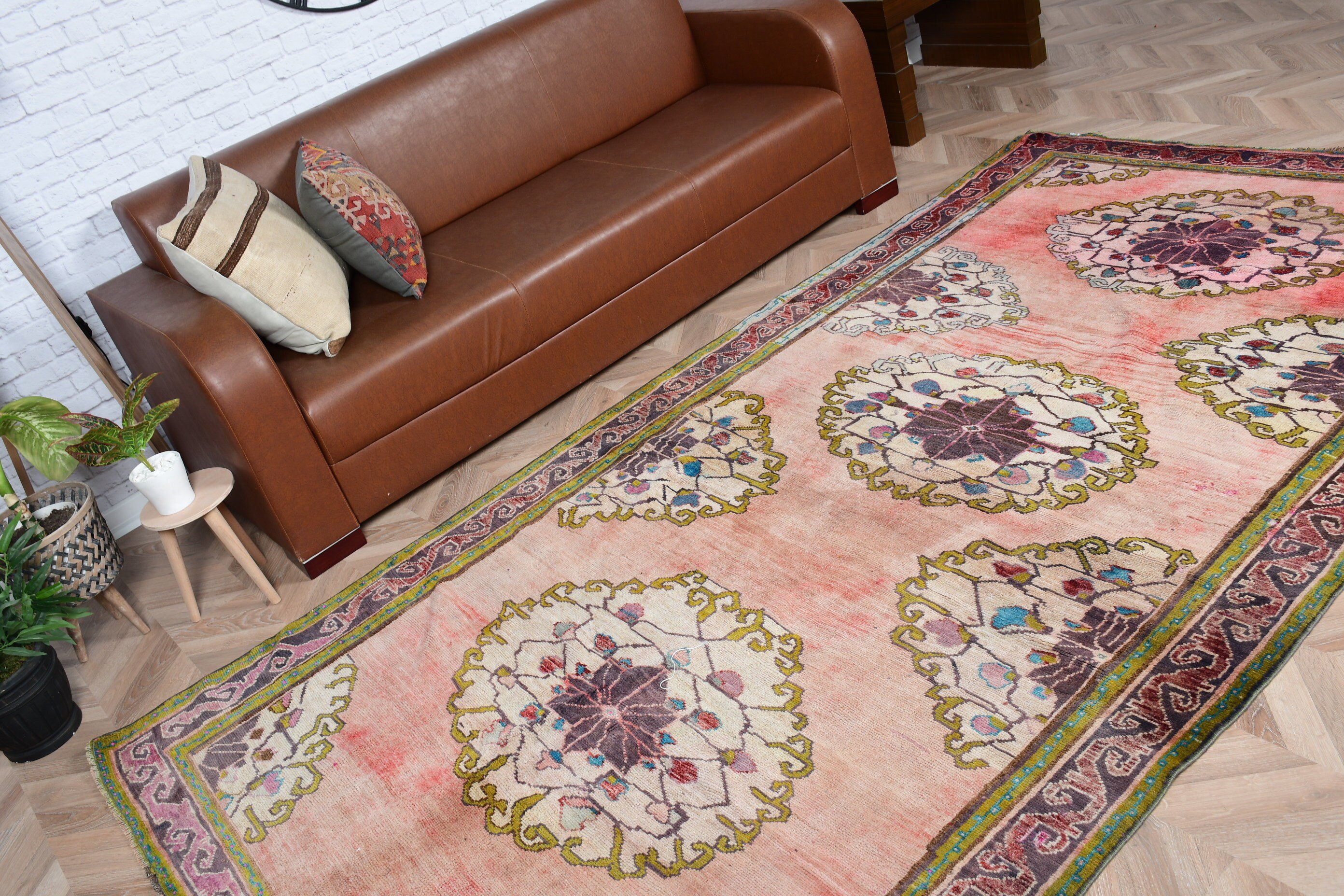 Living Room Rugs, Cute Rug, 5.3x9.9 ft Large Rug, Kitchen Rug, Turkish Rug, Vintage Rug, Pink Oriental Rugs, Dining Room Rug
