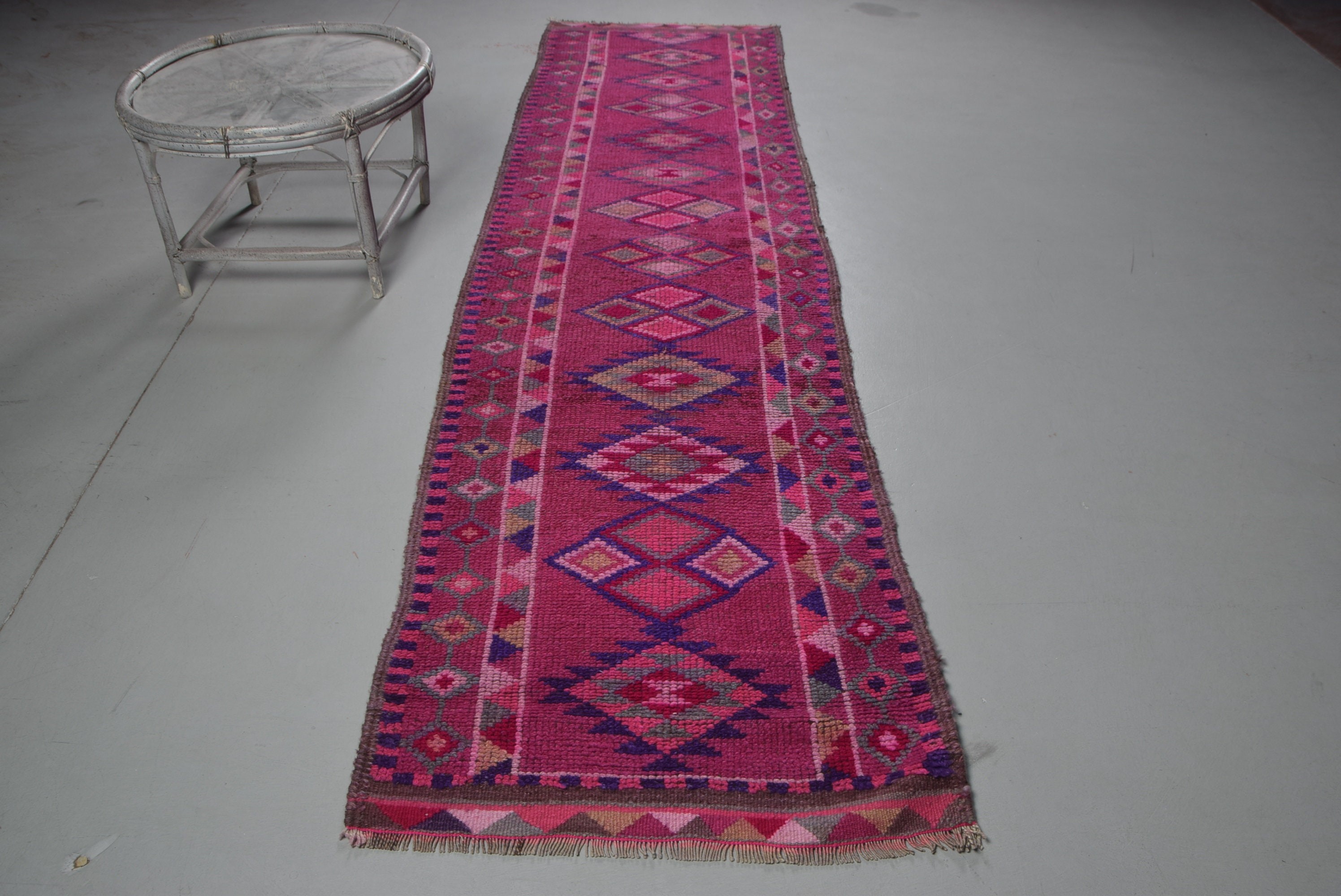 Vintage Rugs, Home Decor Rug, Boho Rug, Oushak Rug, 2.8x11 ft Runner Rug, Corridor Rug, Hallway Rug, Pink Antique Rug, Turkish Rugs