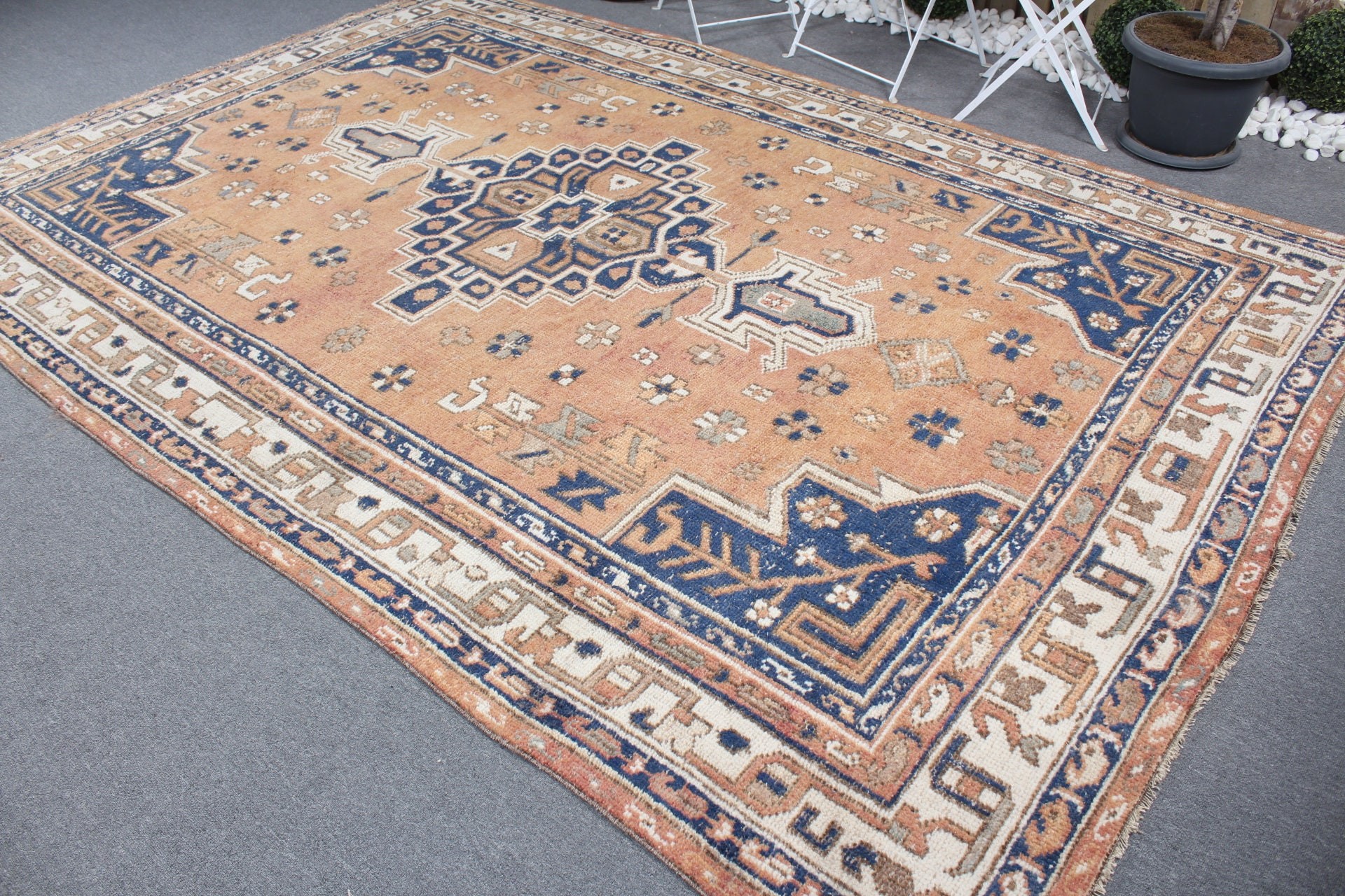 Old Rug, Dining Room Rug, Salon Rug, Orange Floor Rugs, Vintage Rug, Floor Rug, Cute Rug, Turkish Rugs, 7.4x11 ft Oversize Rug, Antique Rug