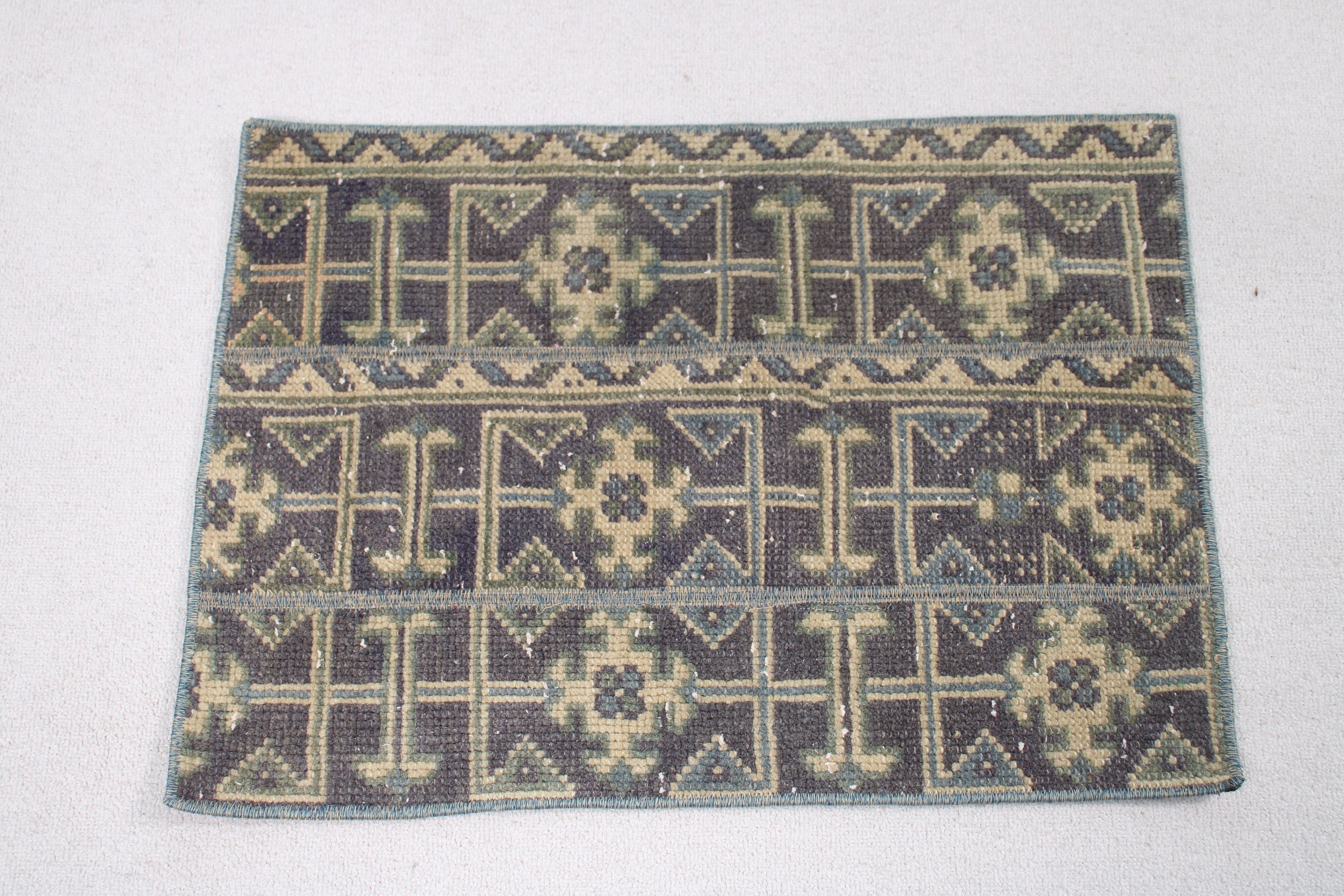 Vintage Rug, Rugs for Kitchen, 1.6x2.3 ft Small Rug, Bathroom Rug, Blue Anatolian Rug, Car Mat Rug, Wool Rugs, Turkish Rug, Geometric Rugs