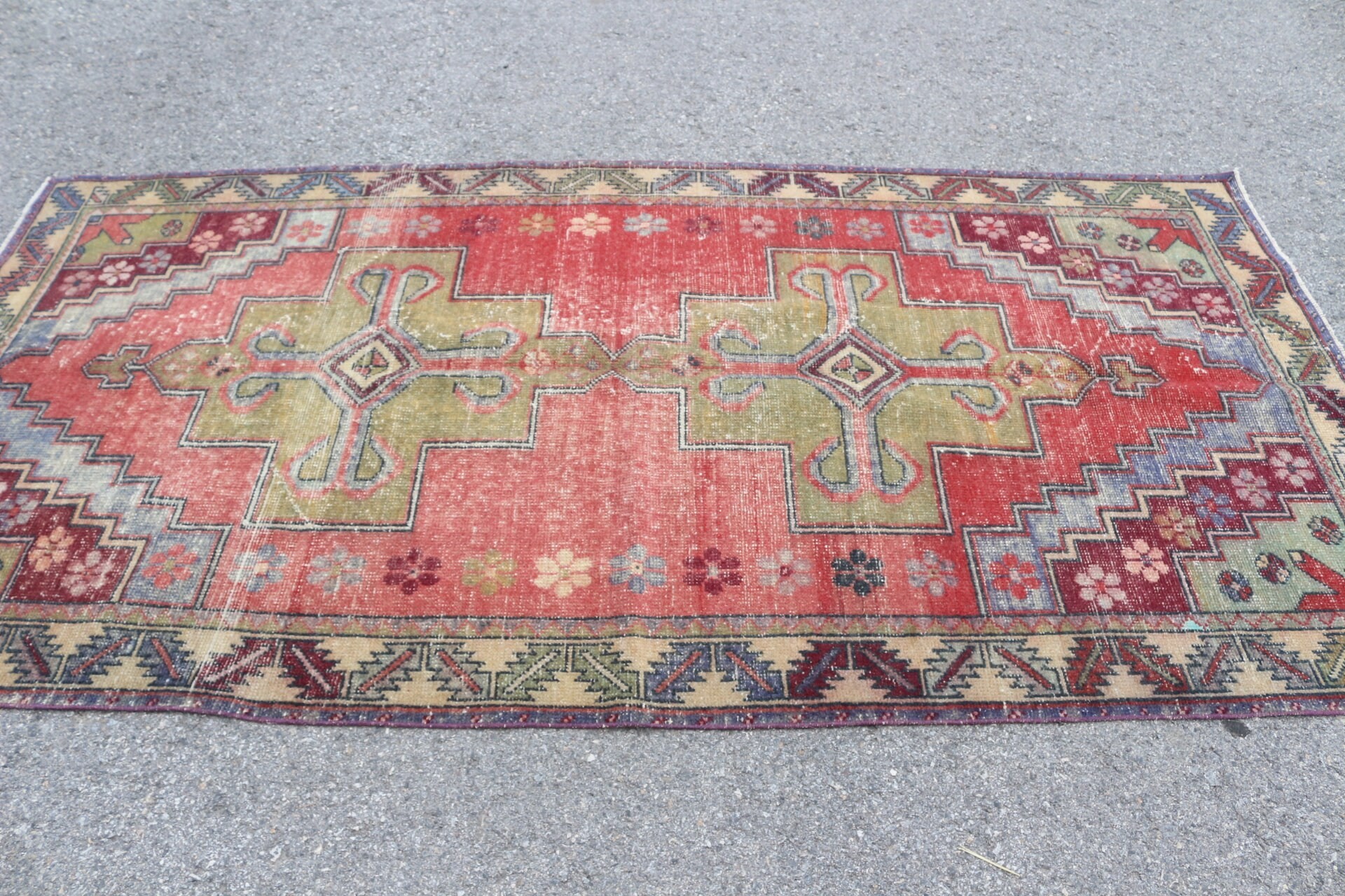 Bedroom Rugs, Nursery Rug, 4.4x8.8 ft Area Rug, Red Floor Rug, Turkish Rug, Rugs for Area, Nomadic Rugs, Wool Rug, Bright Rug, Vintage Rug