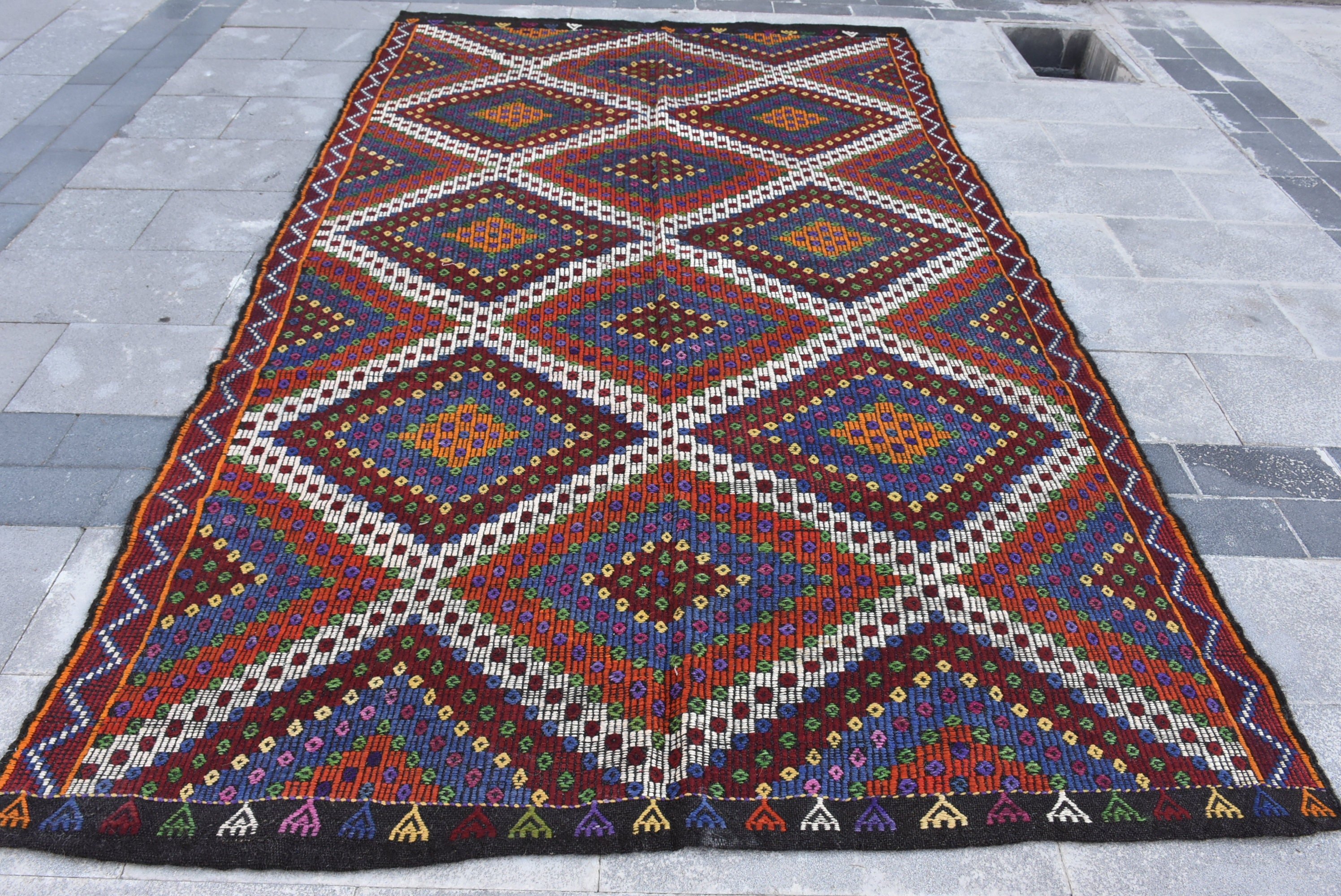 183x311 cm Salon Kilim, Rengarenk Oryantal Kilim, Türk Kilim, Oturma odası Kilim, Uşak Kilim, Oturma odası Kilim, Salon Kilim, Salon Kilim