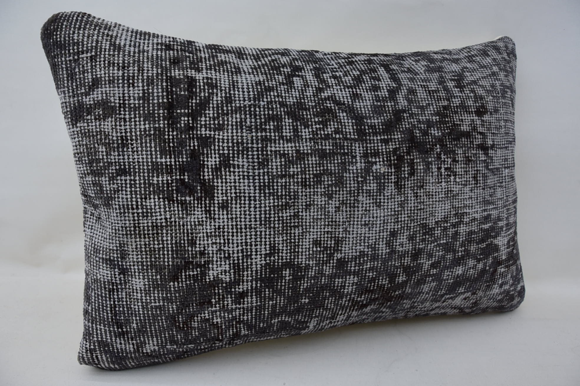 Vintage Kilim Pillow, 16"x24" Gray Cushion Cover, Couch Pillow Case, Interior Designer Pillow, Ethnical Kilim Rug Pillow