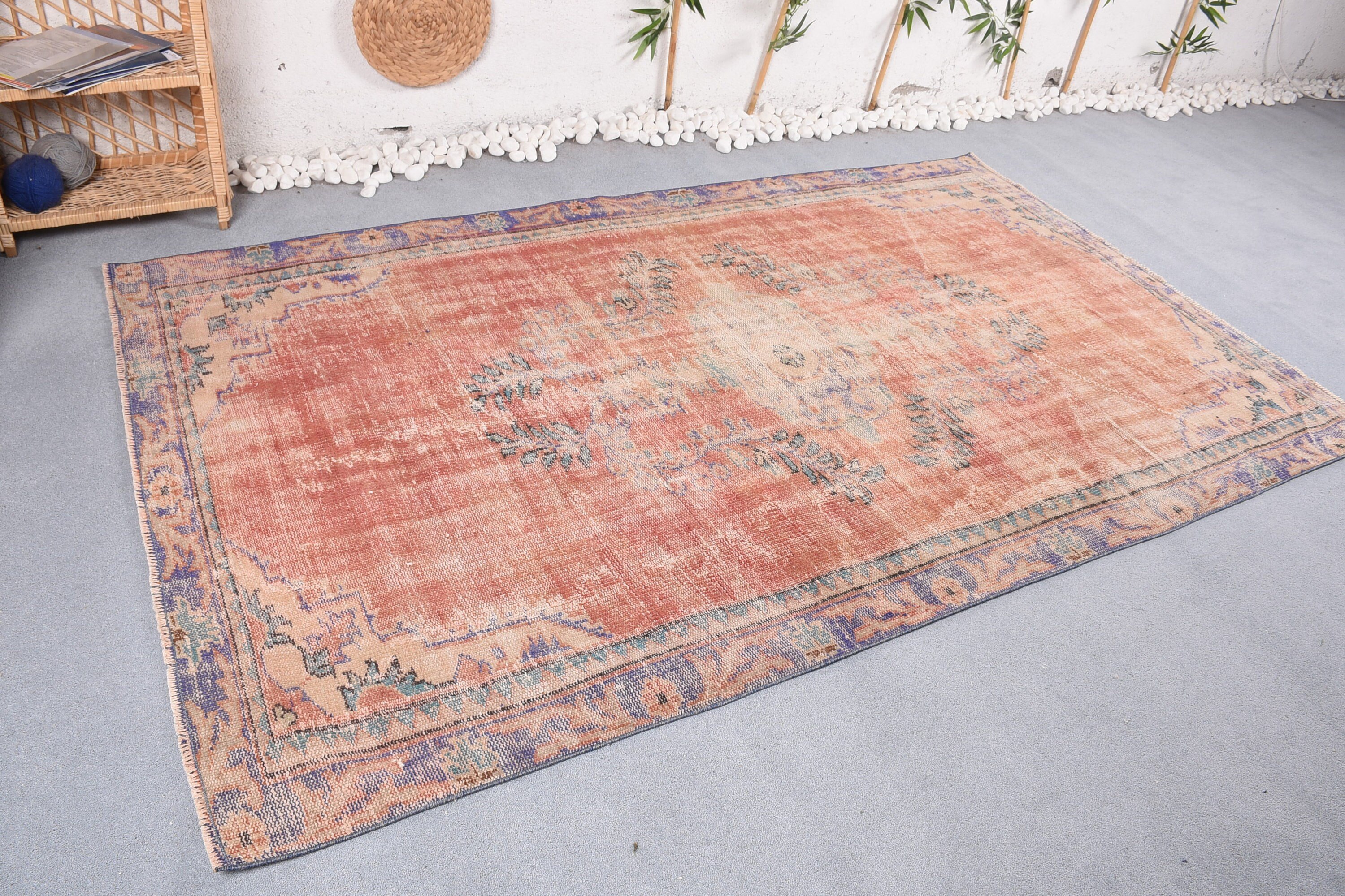 Vintage Halılar, 5.2x8.3 ft Büyük Halı, Salon Halısı, Havalı Halı, Oturma Odası Halısı, Vintage Dekor Halısı, Ev Dekor Halıları, Türk Halıları, Kırmızı Yatak Odası Halısı