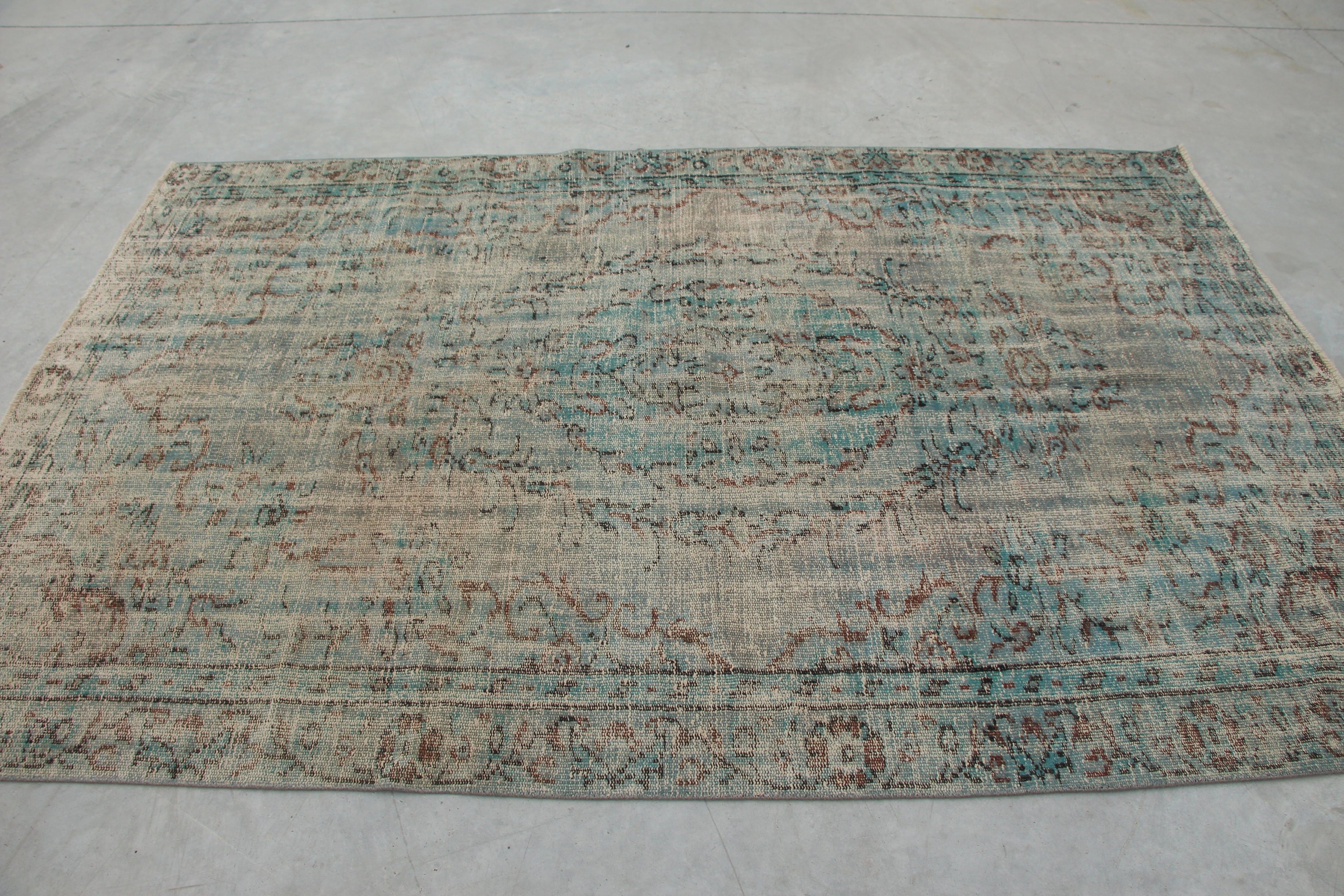 Vintage Rug, 5.2x7.8 ft Large Rug, Salon Rug, Green Home Decor Rug, Dining Room Rug, Moroccan Rugs, Turkish Rug, Kitchen Rugs, Retro Rug