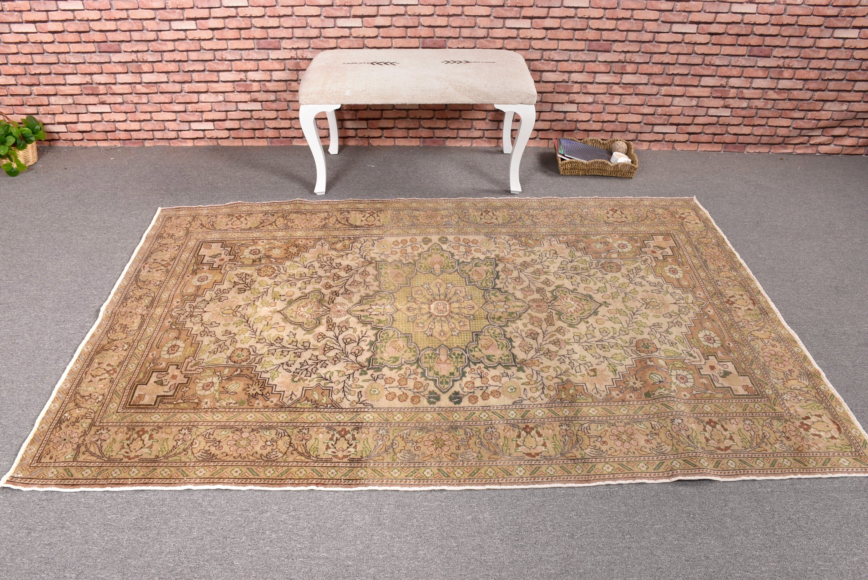 4,9x7,3 ft Alan Halıları, Vintage Halı, Türk Halıları, Yeşil Lüks Halı, Boho Alan Halıları, Modern Halılar, Geometrik Halılar, Havalı Halı, Yatak Odası Halıları