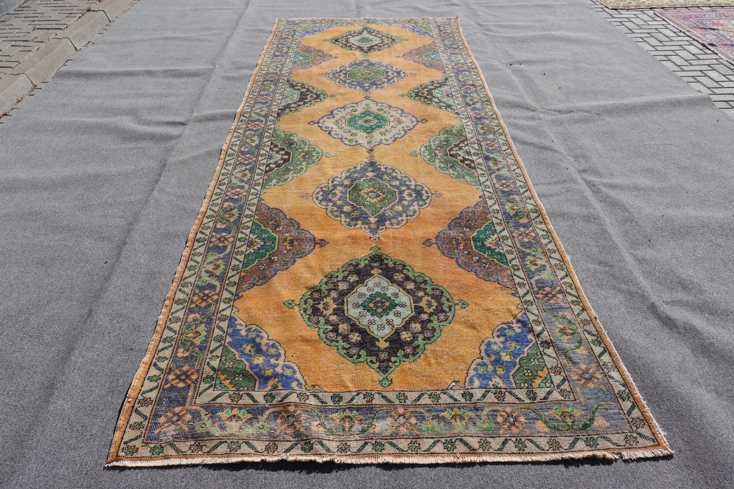 Moroccan Rug, Vintage Rugs, Boho Rug, 4.9x13.3 ft Runner Rug, Rugs for Stair, Hallway Rug, Orange Oushak Rugs, Anatolian Rugs, Turkish Rugs