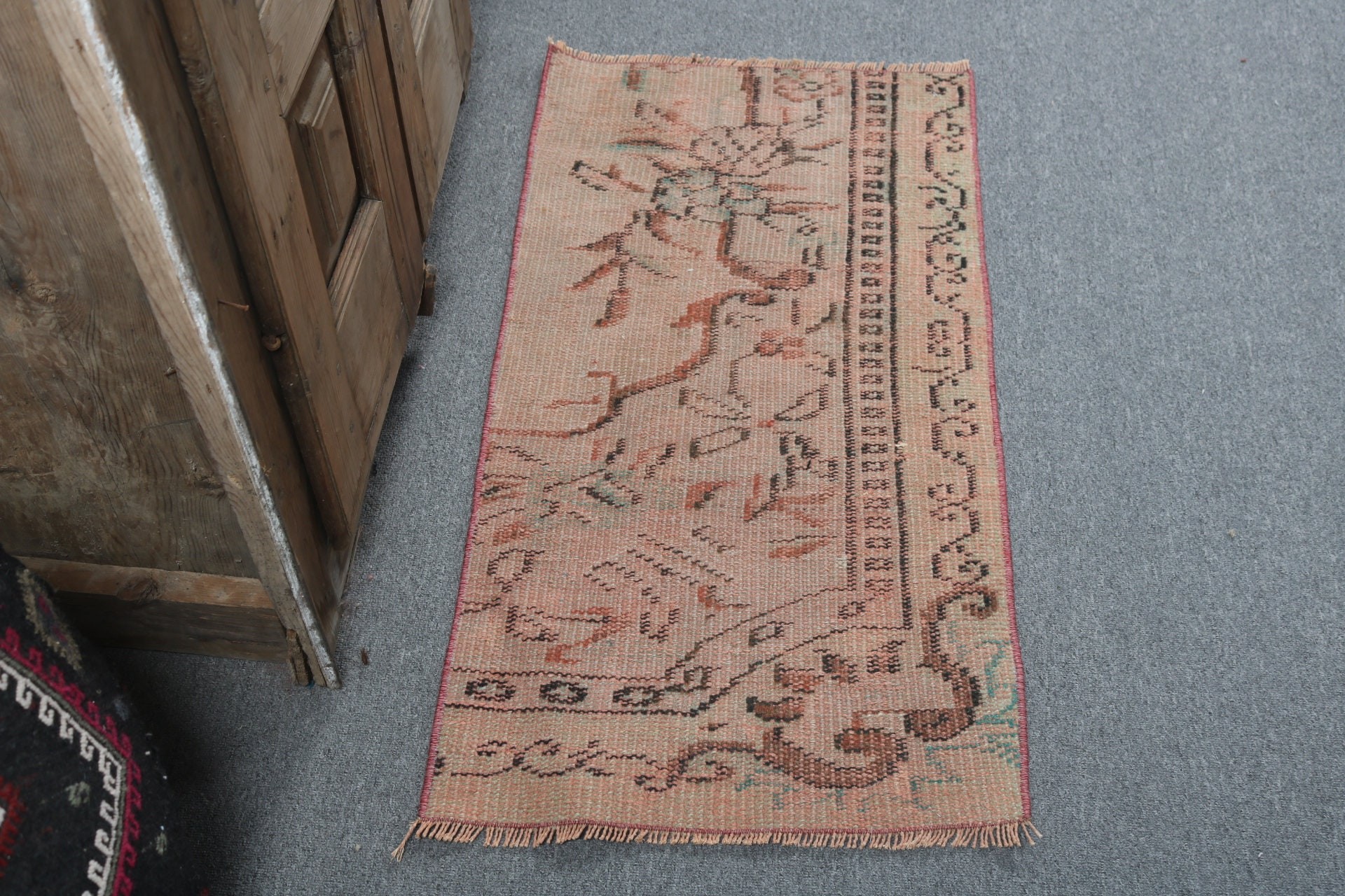 Kahverengi Boho Halı, Bohem Halı, Vintage Halı, Küçük Vintage Halı, Oryantal Halı, 1.6x3.2 ft Küçük Halılar, Yatak Odası Halısı, Bildiri Halısı, Türk Halısı