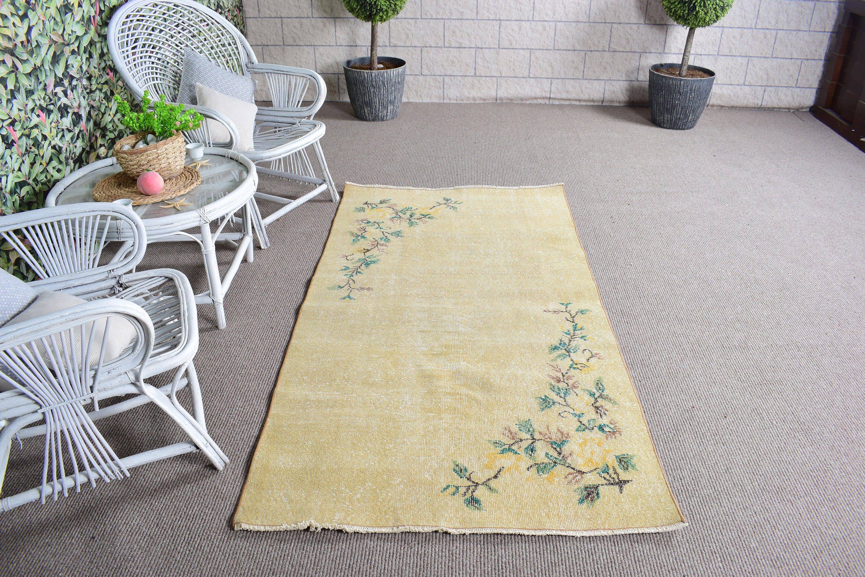 Kitchen Rug, Beige Floor Rugs, Vintage Rugs, 3.5x6.6 ft Accent Rug, Turkish Rugs, Handmade Rug, Home Decor Rug, Boho Rug, Boho Accent Rug