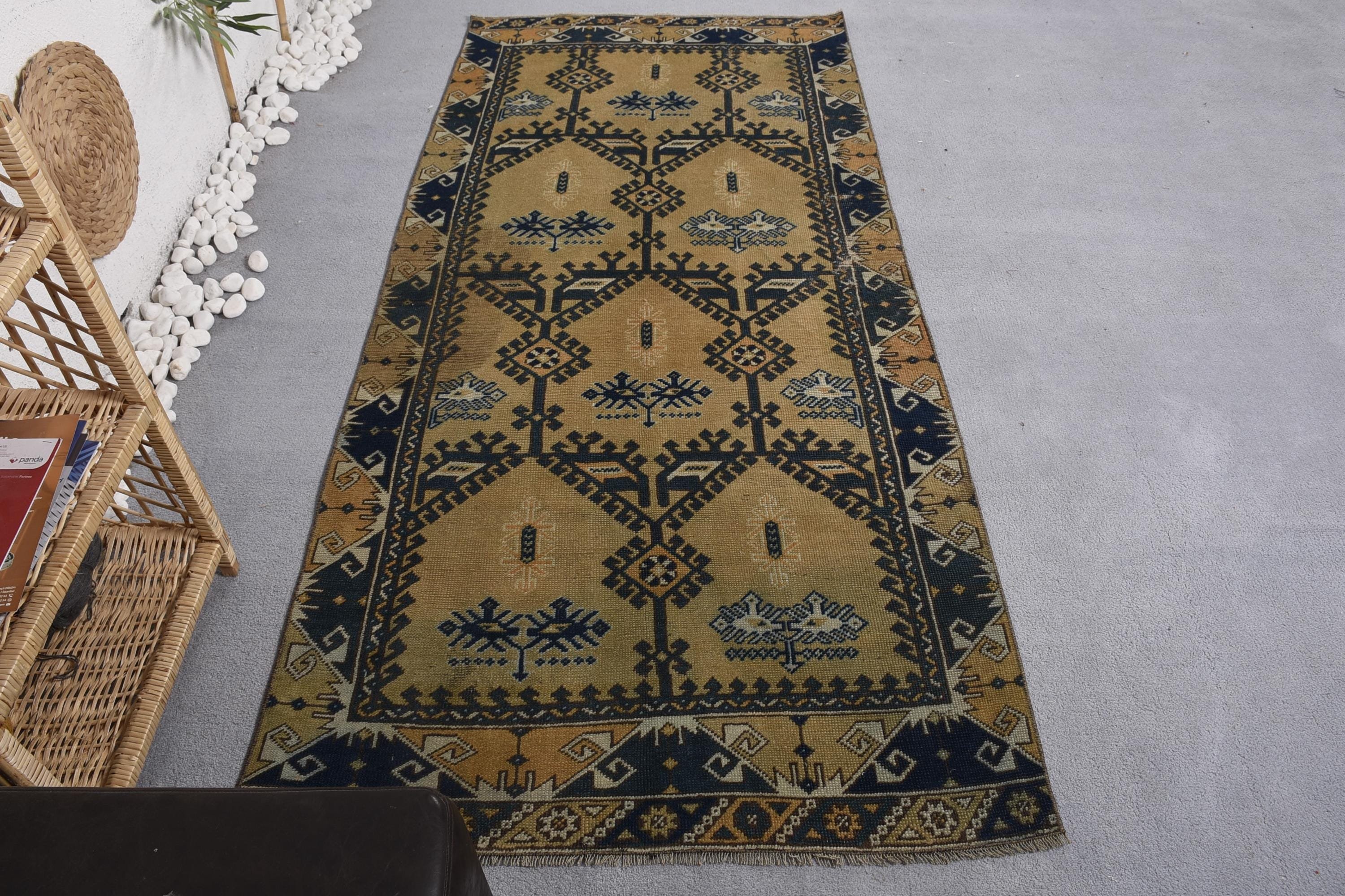 Boho Halı, Kahverengi Boho Halılar, Türk Halısı, Yemek Odası Halıları, 3,6x7,5 ft Alan Halıları, Oushak Alan Halıları, Yatak Odası Halısı, Yer Halıları, Vintage Halı