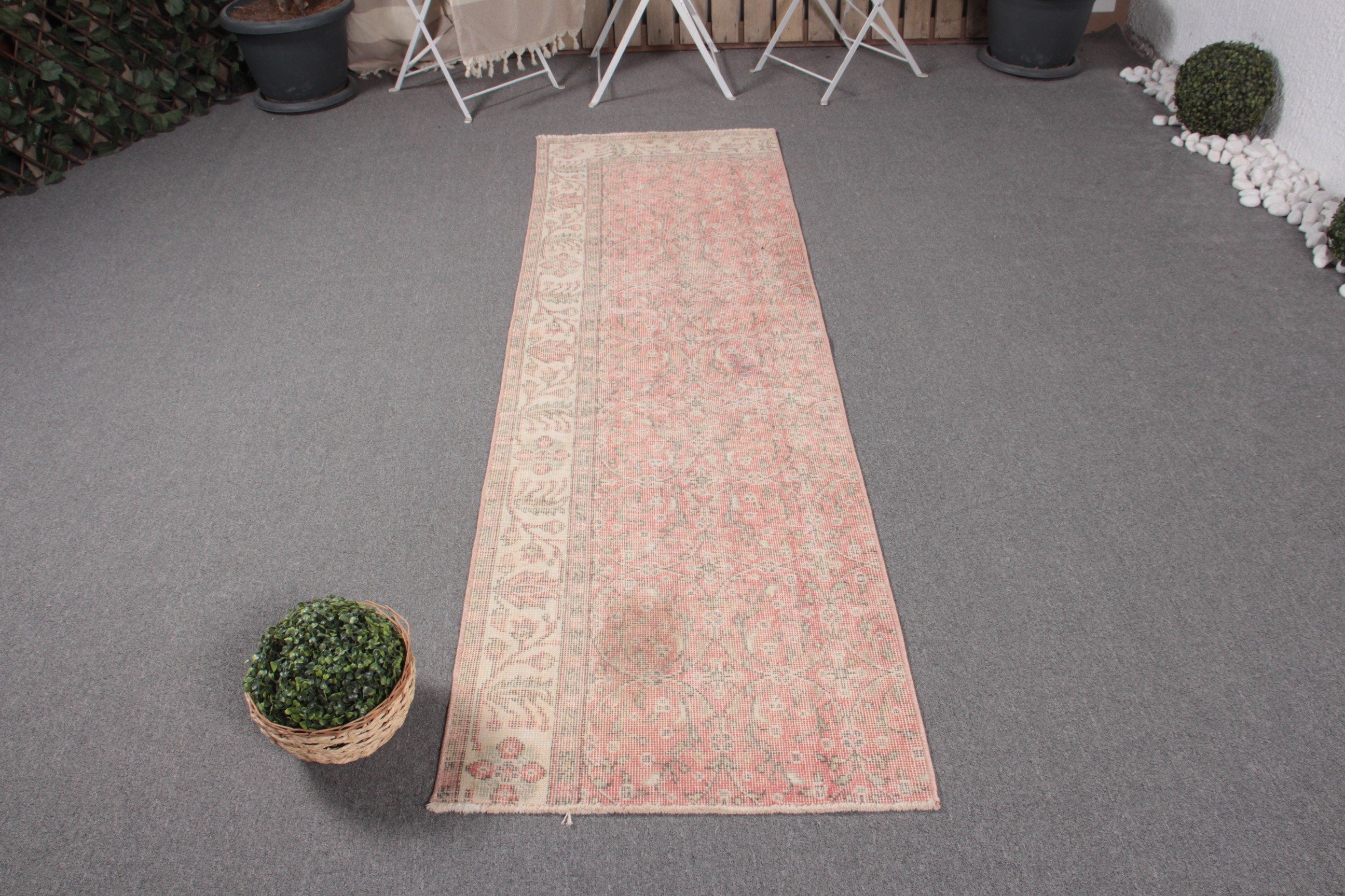 2.2x7.2 ft Runner Halı, Türk Halısı, Sessiz Halı, Koridor Halıları, Mutfak Halısı, Vintage Halı, Yatak Odası Halıları, Oryantal Halı, Bej Oushak Halı