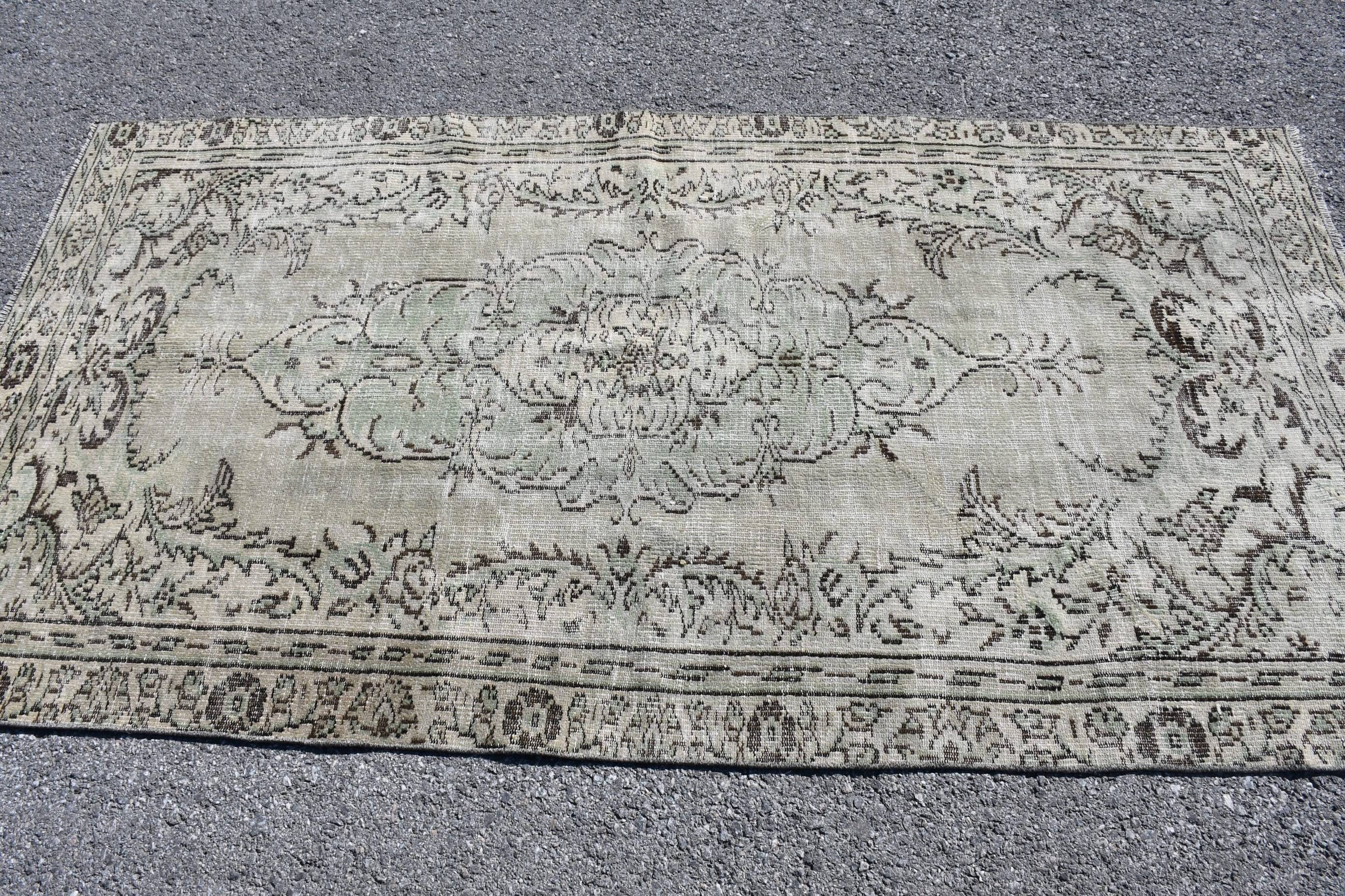 Bedroom Rug, Retro Rug, Old Rug, Turkish Rug, Rugs for Bedroom, 4.3x8 ft Area Rug, Cool Rug, Green Antique Rug, Vintage Rugs