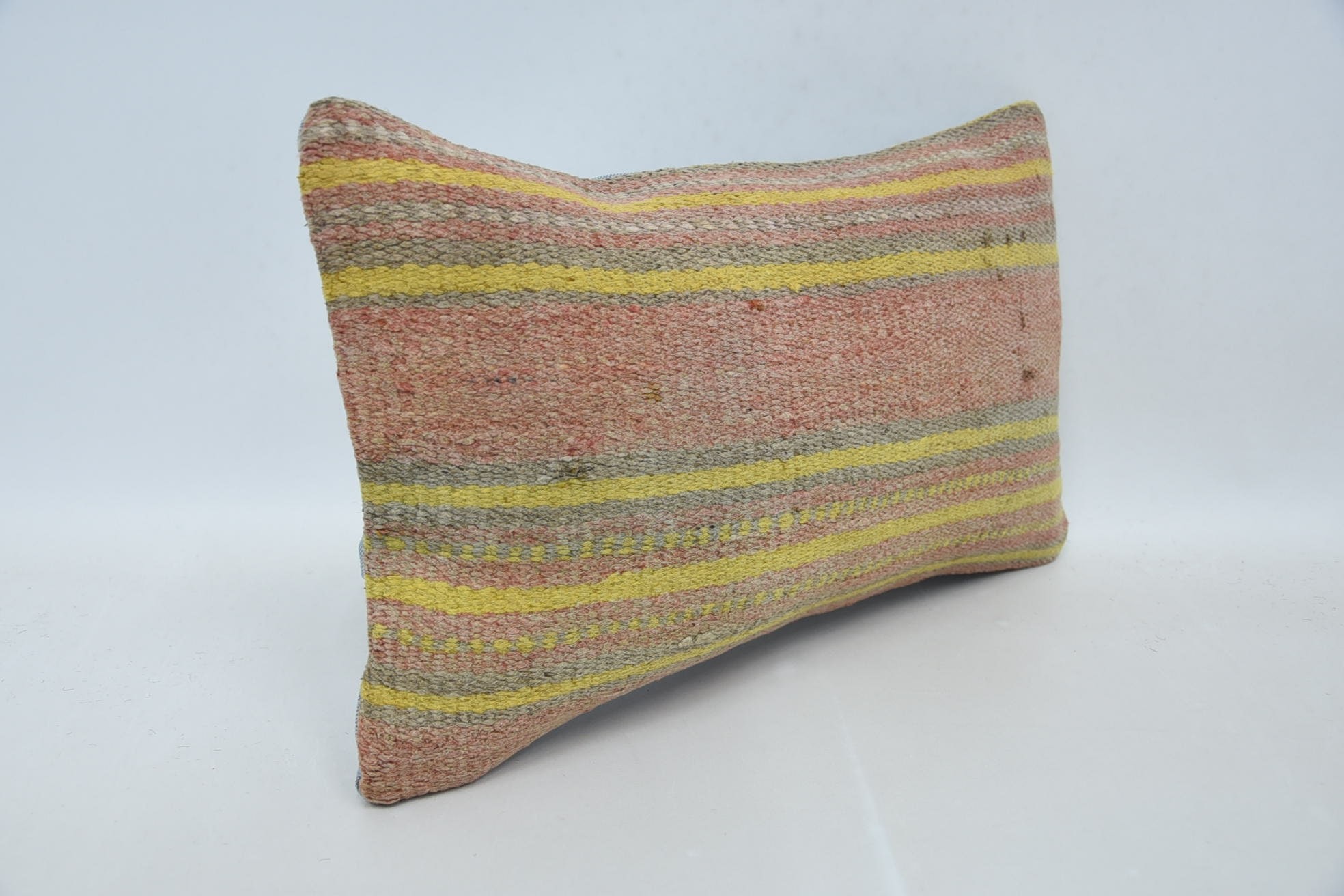 Living Room Throw Cushion, Throw Kilim Pillow, Cotton Pillow, Aztec Cushion, Vintage Pillow, 12"x20" Pink Pillow Cover, Kilim Pillow Cover