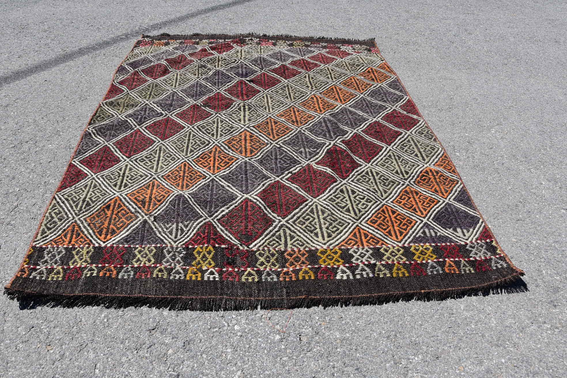 Oriental Rug, 3.9x5.4 ft Accent Rugs, Vintage Rugs, Turkish Rugs, Rugs for Nursery, Bedroom Rugs, Cool Rug, Kitchen Rug, Tribal Rugs, Kilim