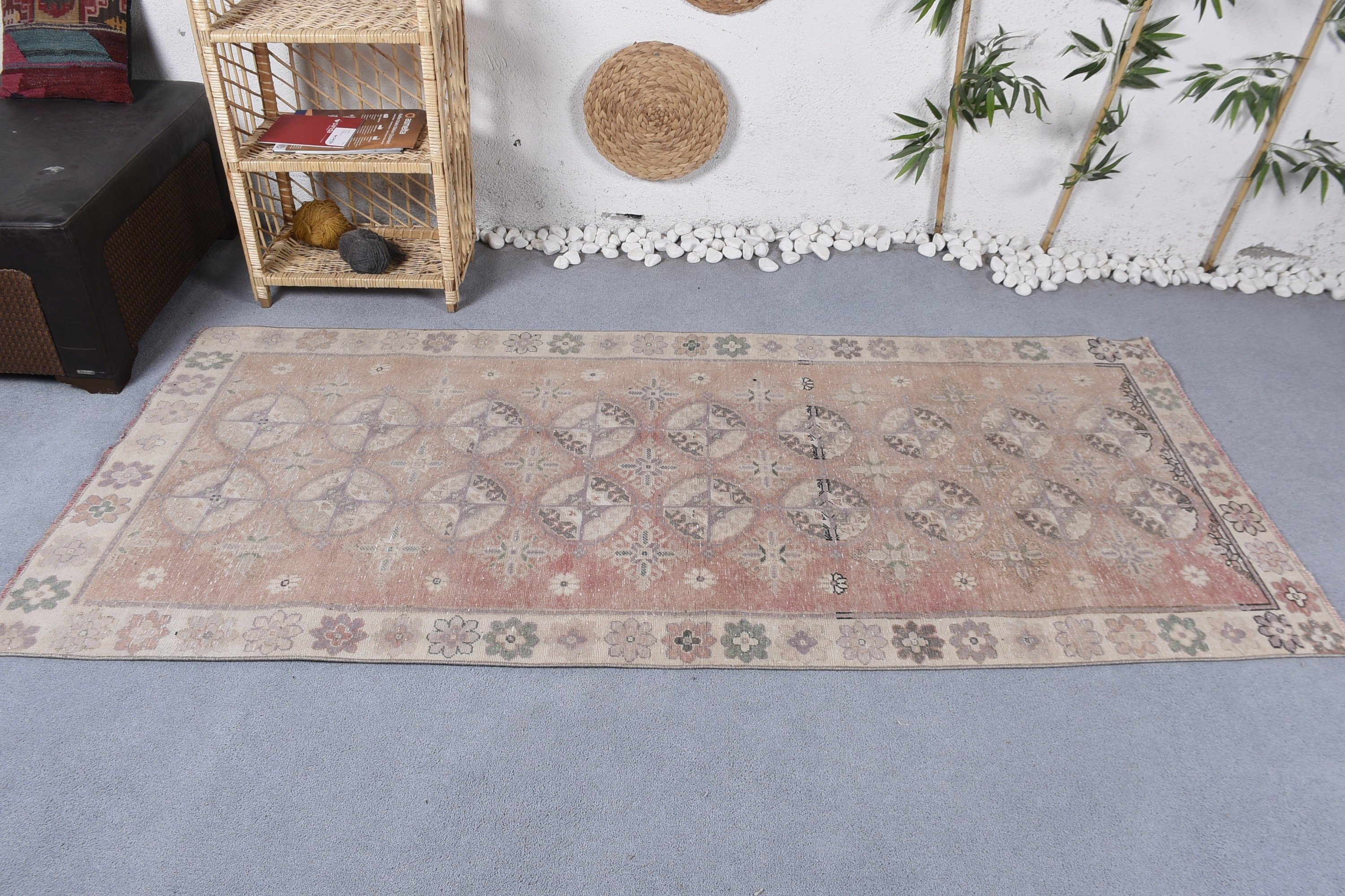 Vintage Halı, Mutfak Halısı, Türk Halısı, Fas Halısı, Yemek Odası Halısı, El Dokuma Halısı, Havalı Halılar, 3.4x7.5 ft Alan Halısı, Turuncu Ev Dekor Halısı