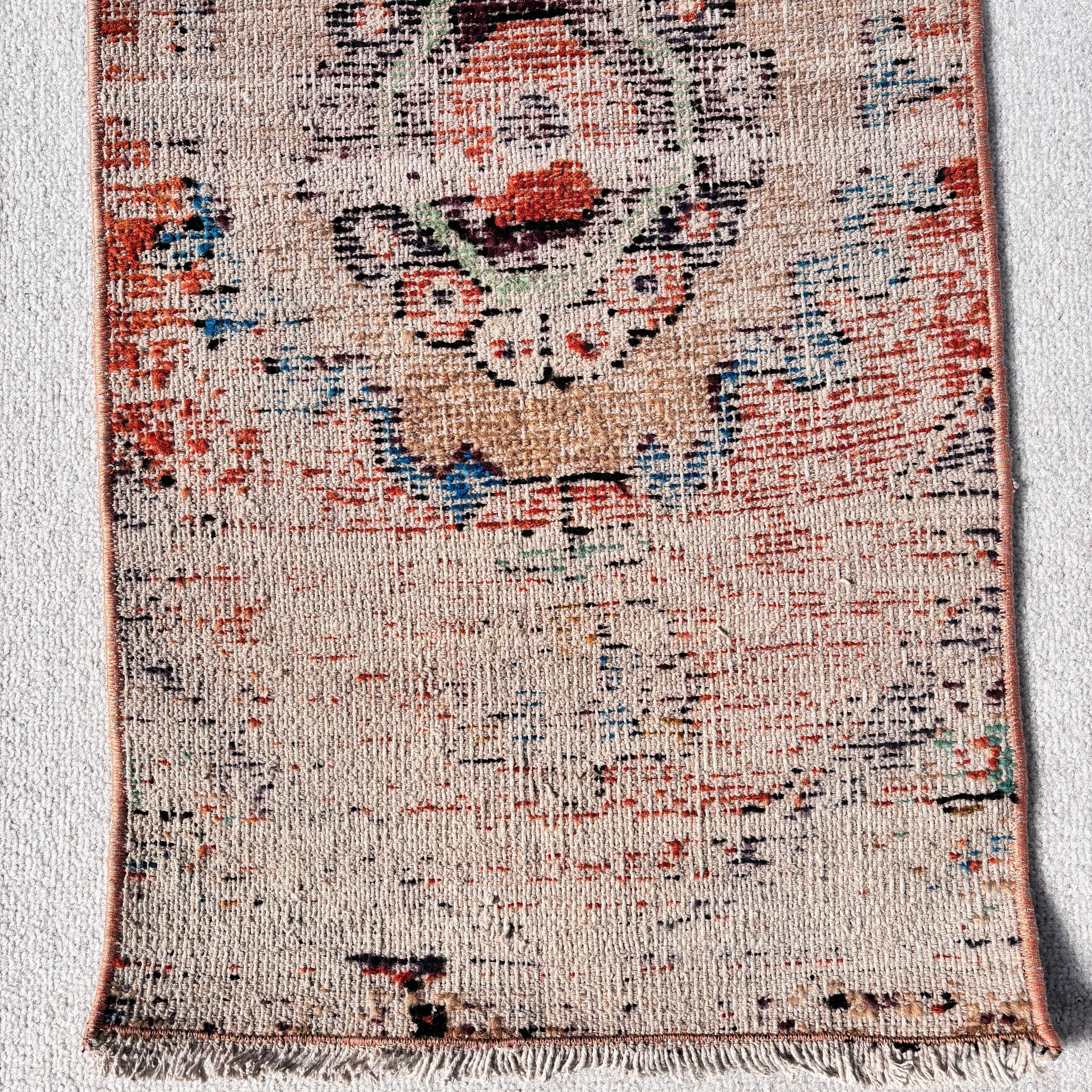 Anadolu Halıları, 1.3x2.9 ft Küçük Halılar, Banyo Halısı, Ev Dekorasyonu Halısı, Küçük Vintage Halılar, Vintage Halılar, Türk Halıları, Kahverengi Anadolu Halısı