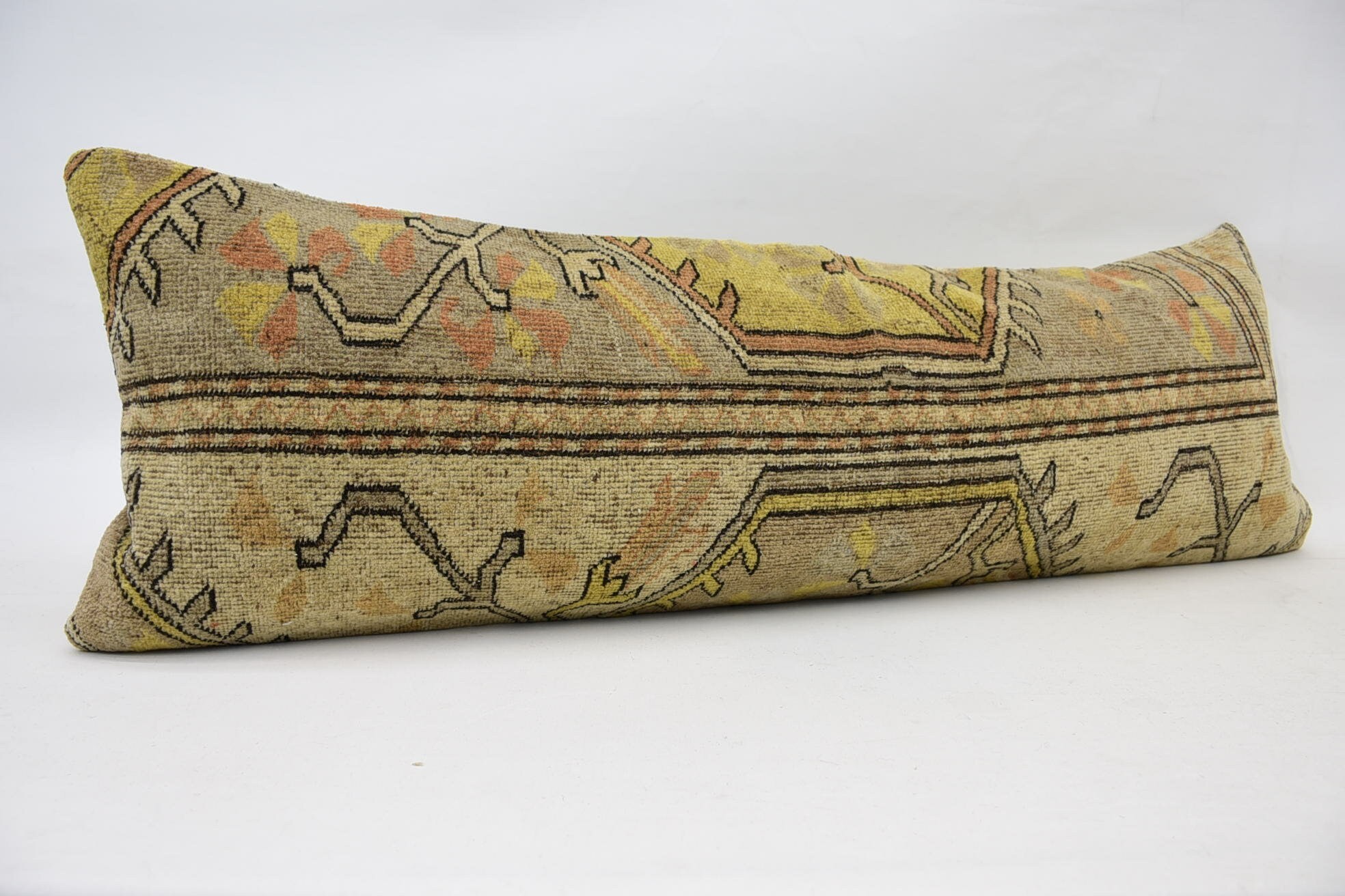 16"x48" Bej Yastık Sham, Art Deco Yastık Kılıfı, Araba Yastığı Sham, Kanepe Yastığı, Kanepe Yastık, Vintage Kilim Yastık, Kanepe Yastık