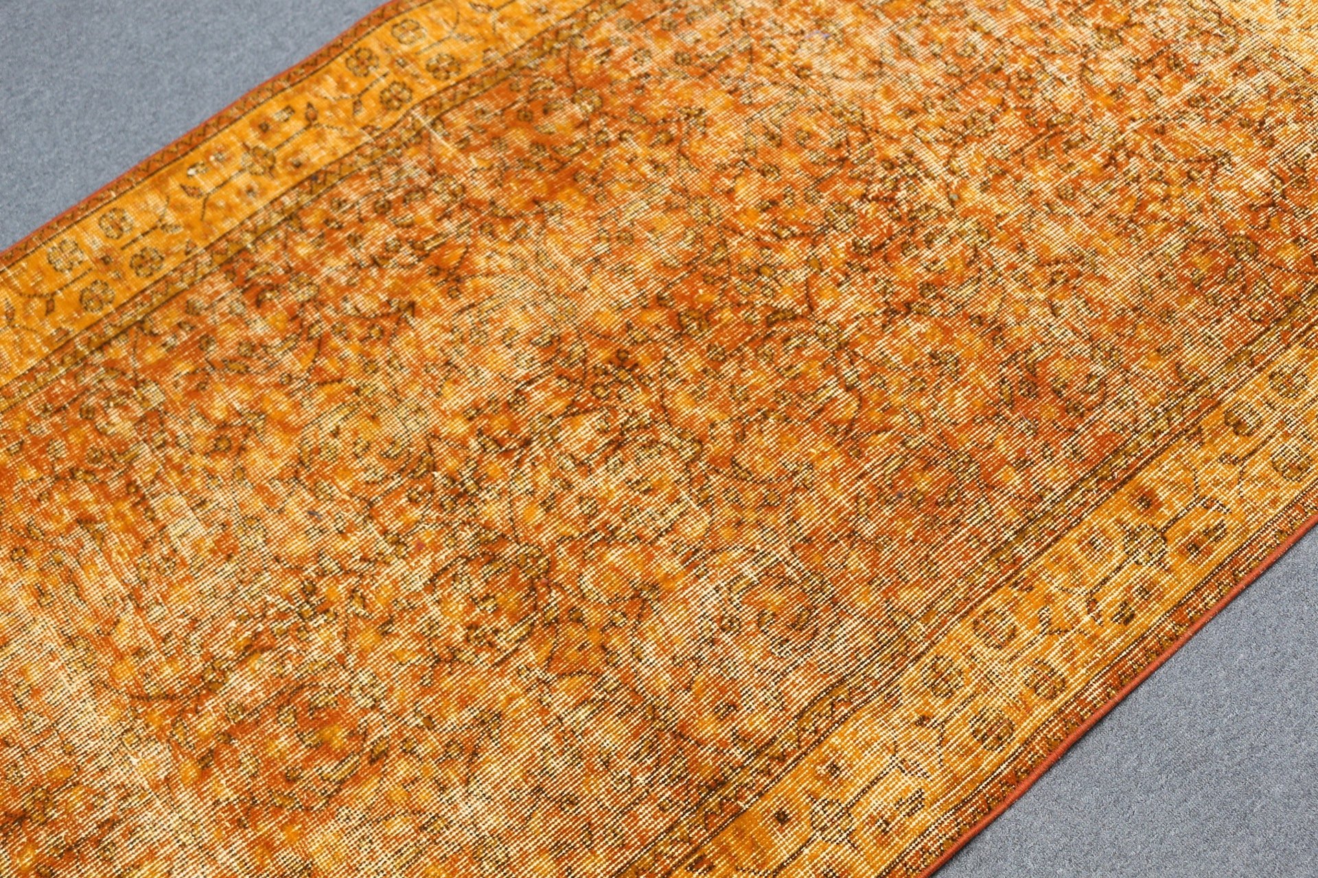 Orange Wool Rug, Oushak Rugs, Pastel Rug, Floor Rugs, Rugs for Floor, Turkish Rug, Cool Rugs, Vintage Rug, Kitchen Rug, 3.7x6.6 ft Area Rug