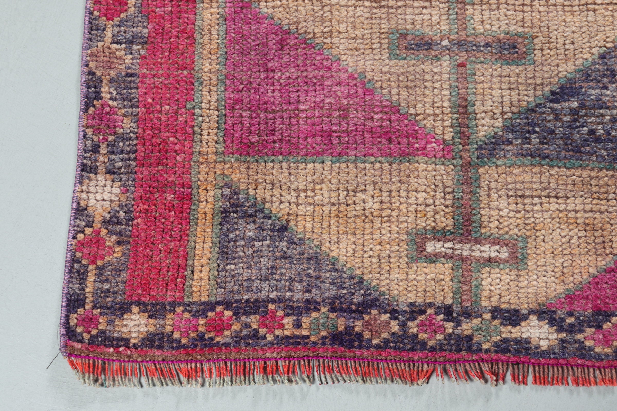 Pink Wool Rug, Oushak Rug, Stair Rugs, Rugs for Kitchen, 3x8.6 ft Runner Rugs, Vintage Rugs, Turkish Rug, Antique Rug, Corridor Rug