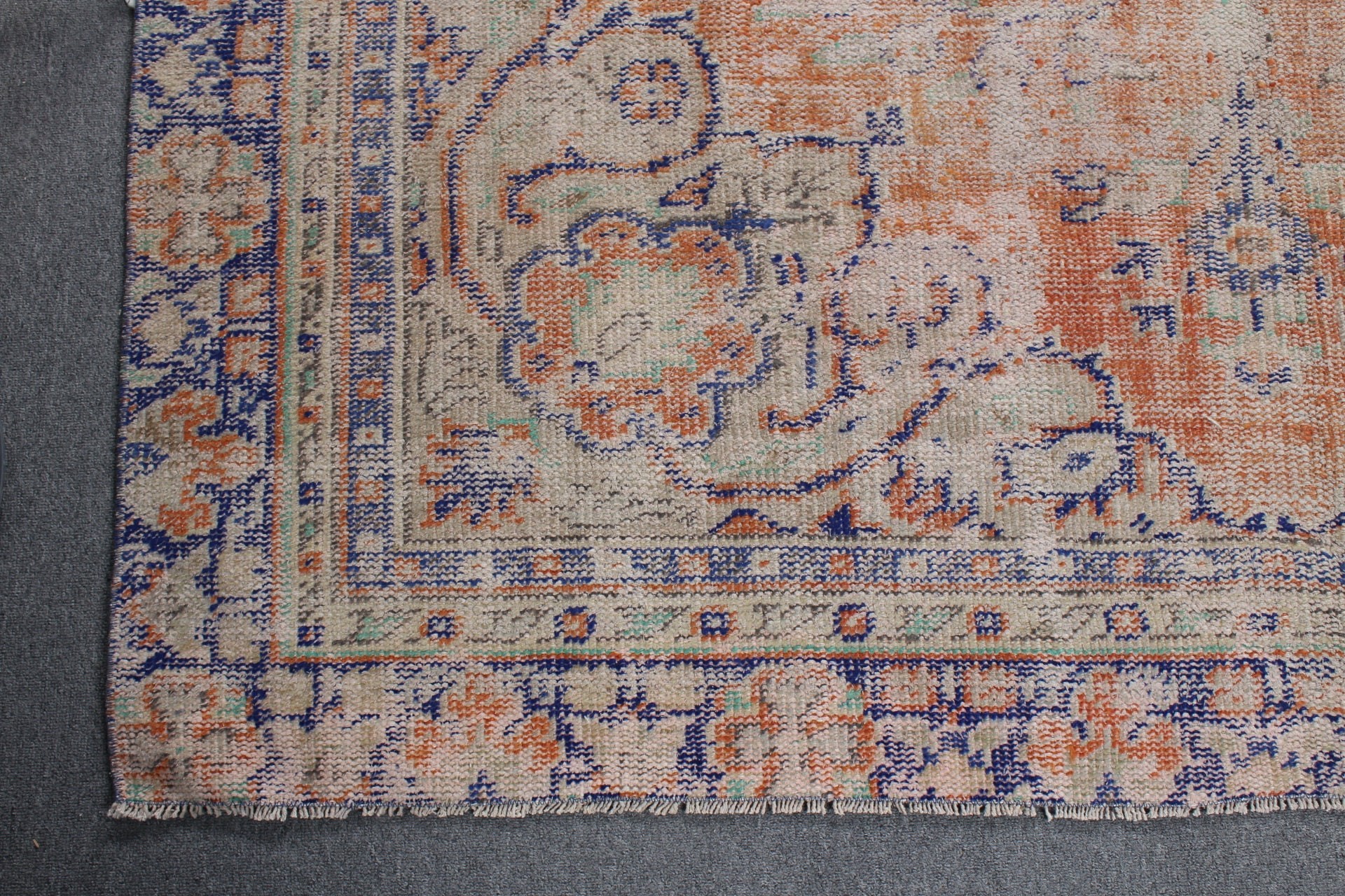 Art Rug, Dining Room Rug, Oriental Rug, Turkish Rugs, Orange  6.3x9.1 ft Large Rugs, Vintage Rug, Living Room Rug, Wool Rugs