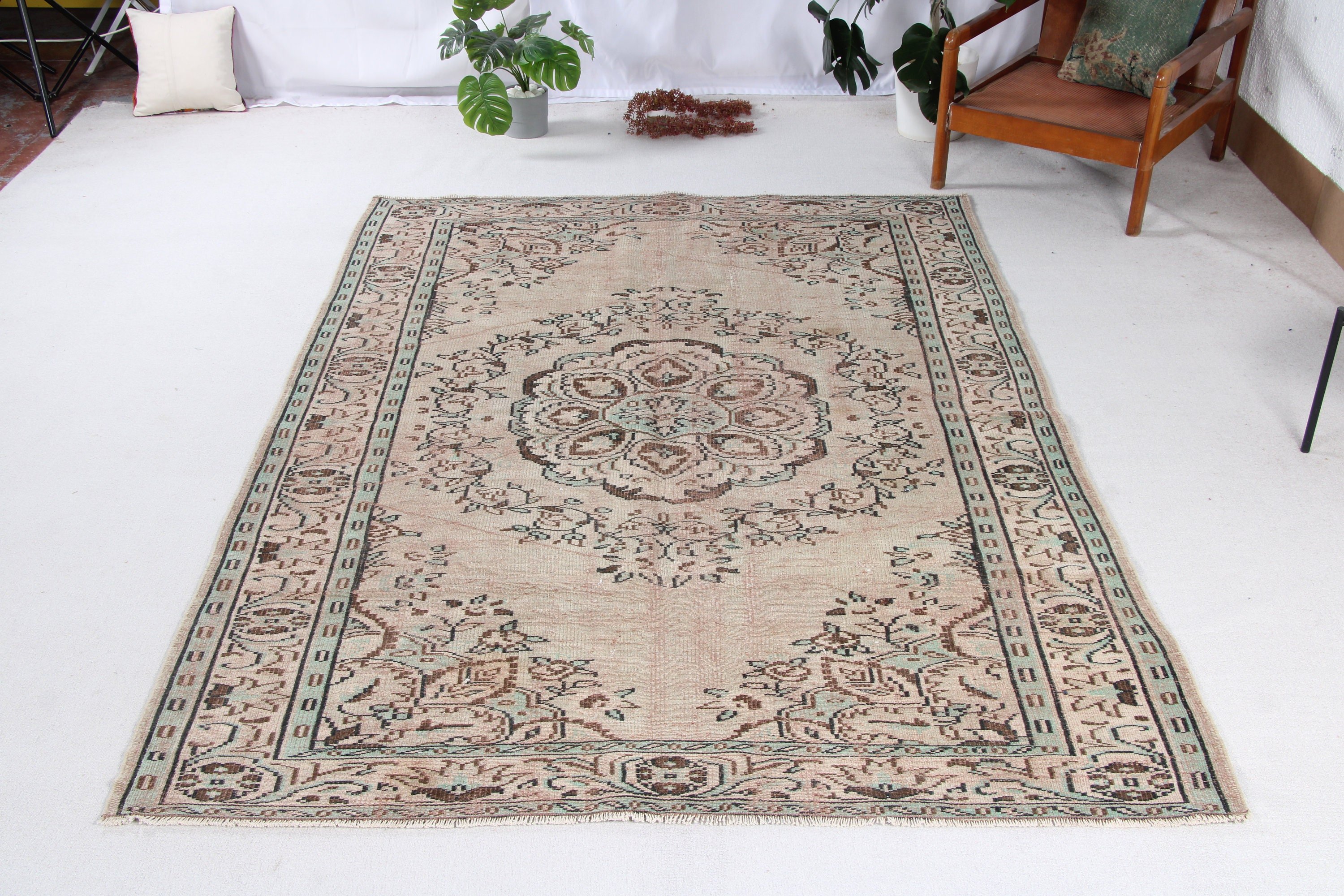 Büyük Boho Halıları, Türk Halıları, Kahverengi Yer Halıları, 6,1x8,7 ft Büyük Halı, Etnik Halı, Vintage Halı, Yemek Odası Halısı, Antika Halılar, Yatak Odası Halıları